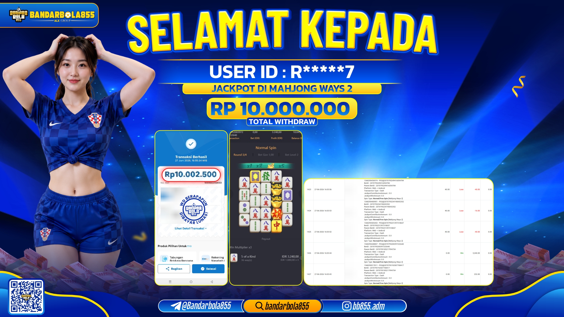 JACKPOT BANDARBOLA855 DI MAHJONG WAYS 2  Rp10.000.000, - LUNAS🎖