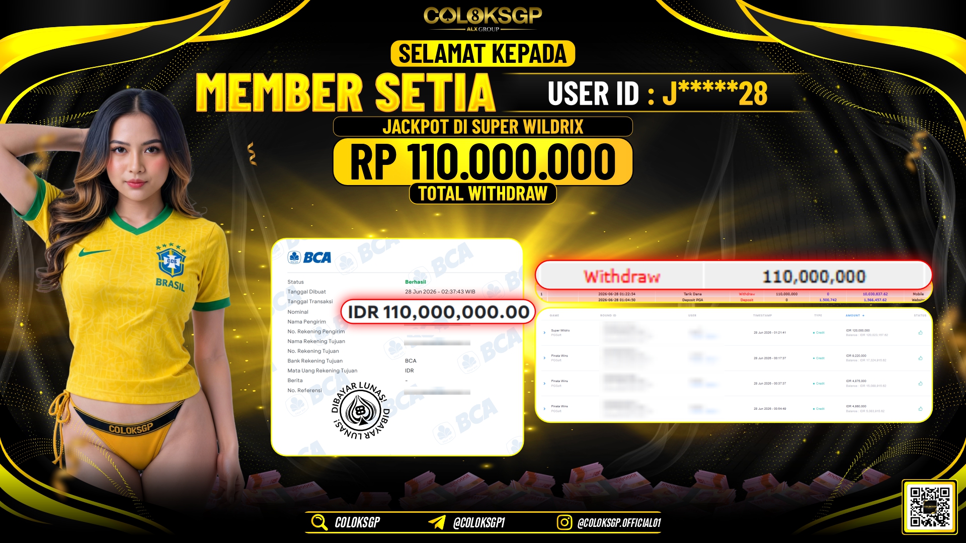COLOKSGP JACKPOT PGSOFT - SUPER WILDRIX RP110.000.000,- LUNAS