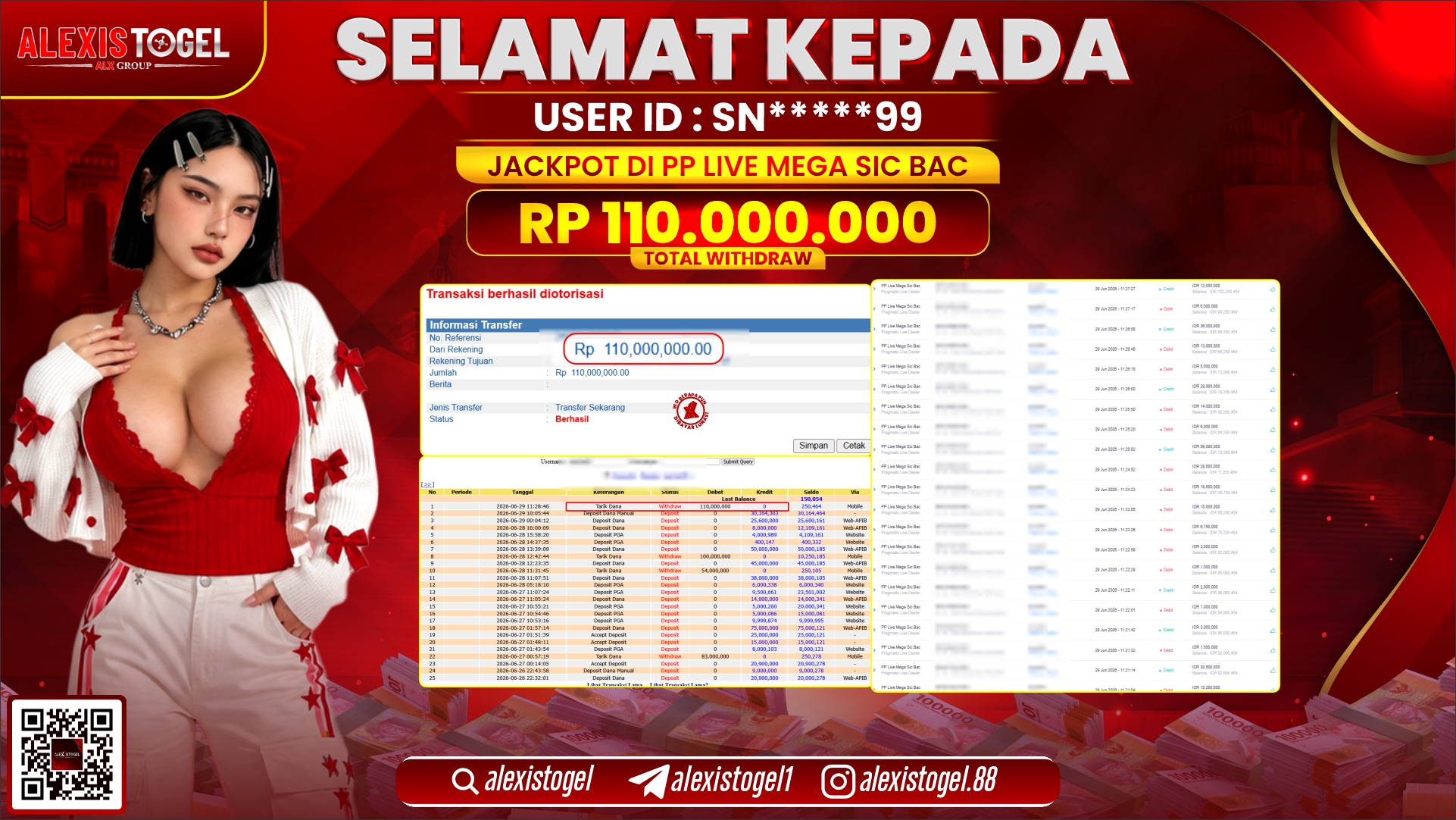 ALEXISTOGEL JACKPOT DI PP LIVE MEGA SIC BAC RP.110.000.000,- LUNAS
