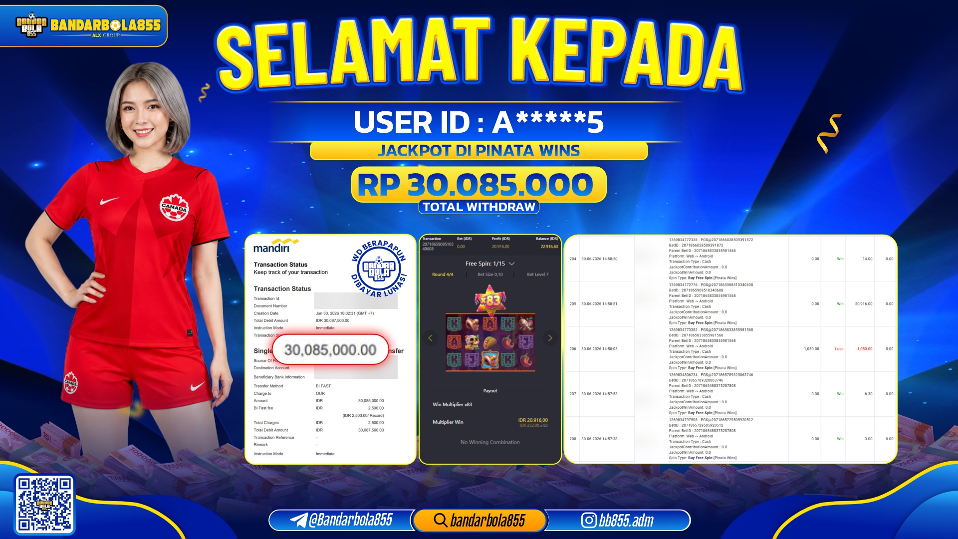 JACKPOT BANDARBOLA855 DI PINATA WINS Rp30.085.000, - LUNAS🎖