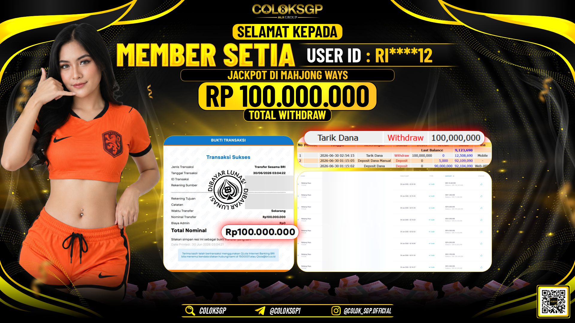 COLOKSGP JACKPOT PGSOFT - MAHJONG WAYS RP100.000.000,- LUNAS