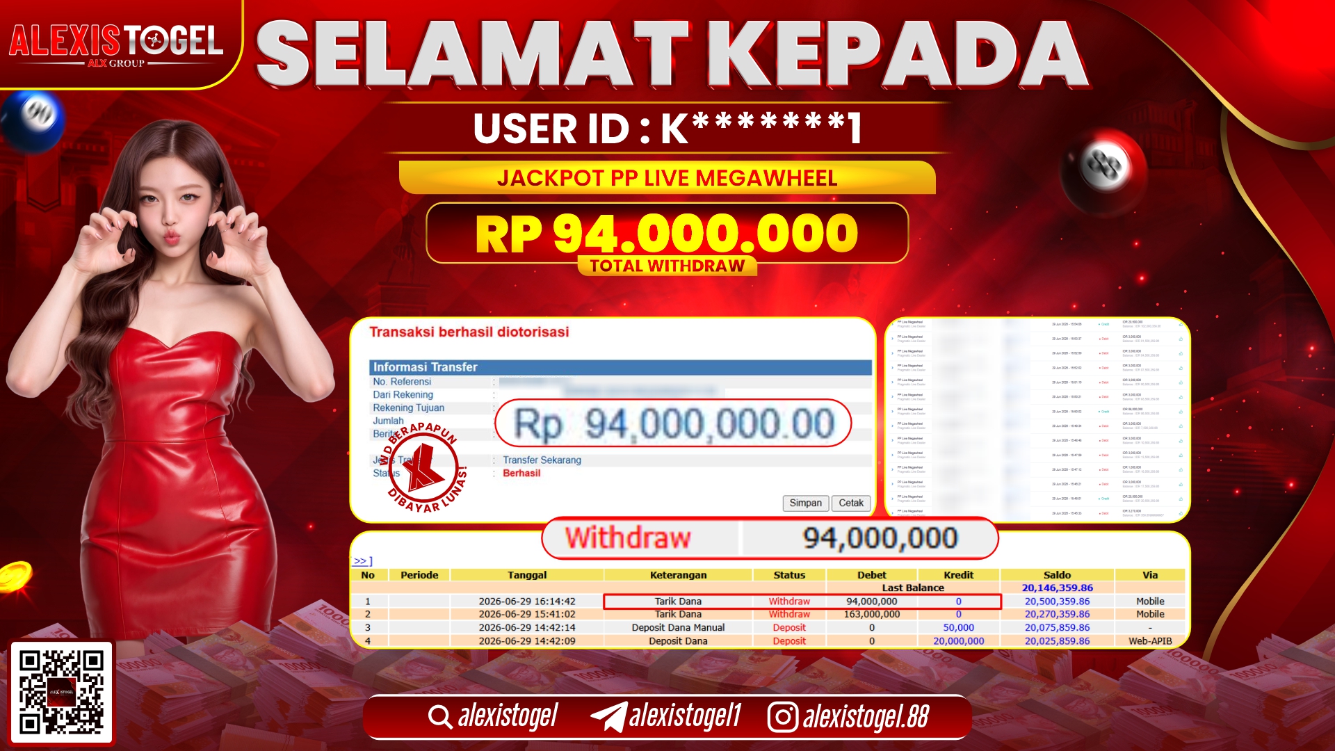 ALEXISTOGEL JACKPOT DI LIVE MEGAWHEEL RP.94.000.000,- LUNAS
