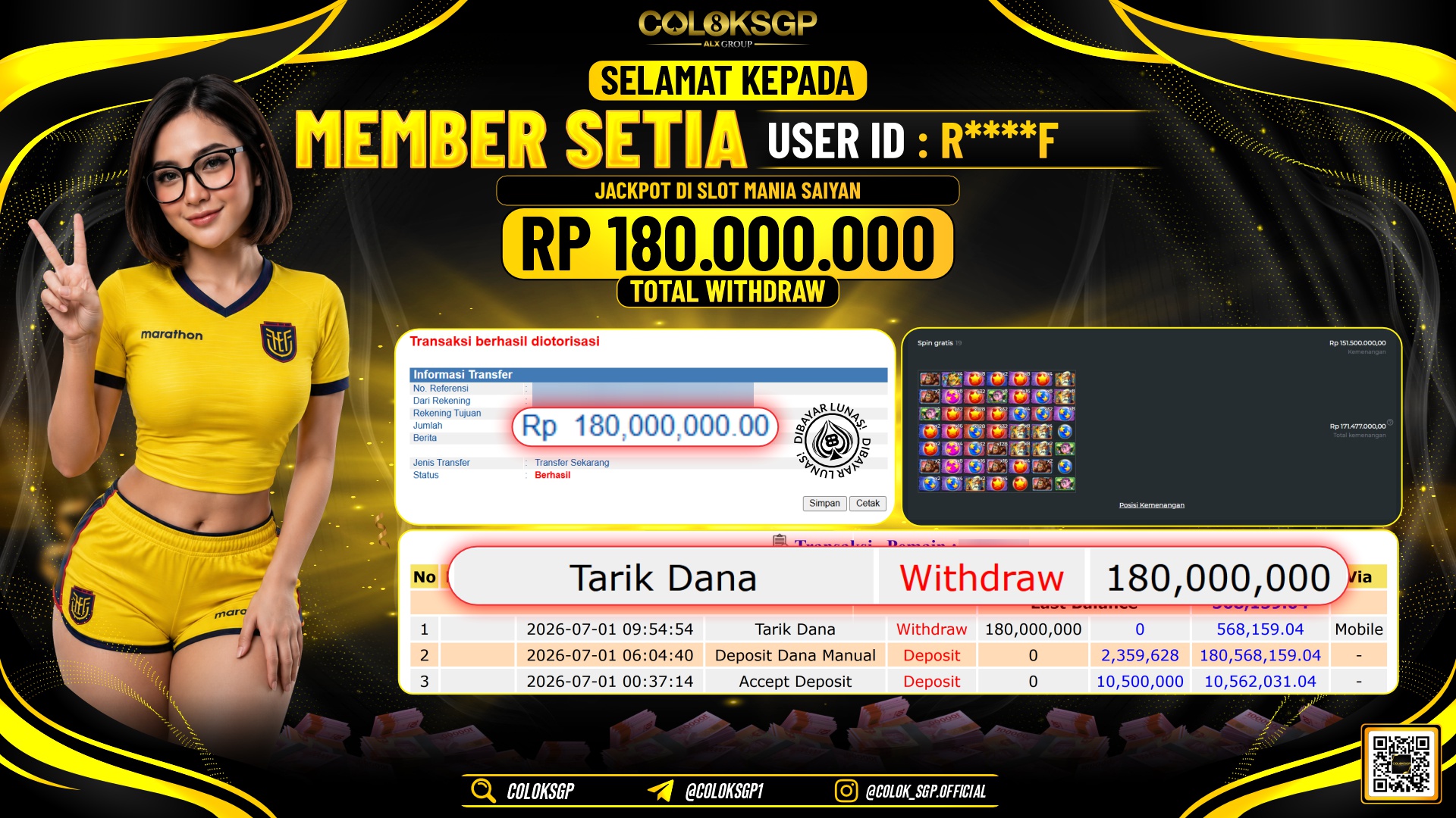 COLOKSGP JACKPOT SLOT MANIA - SLOT MANIA SAIYAN RP180.000.000,- LUNAS