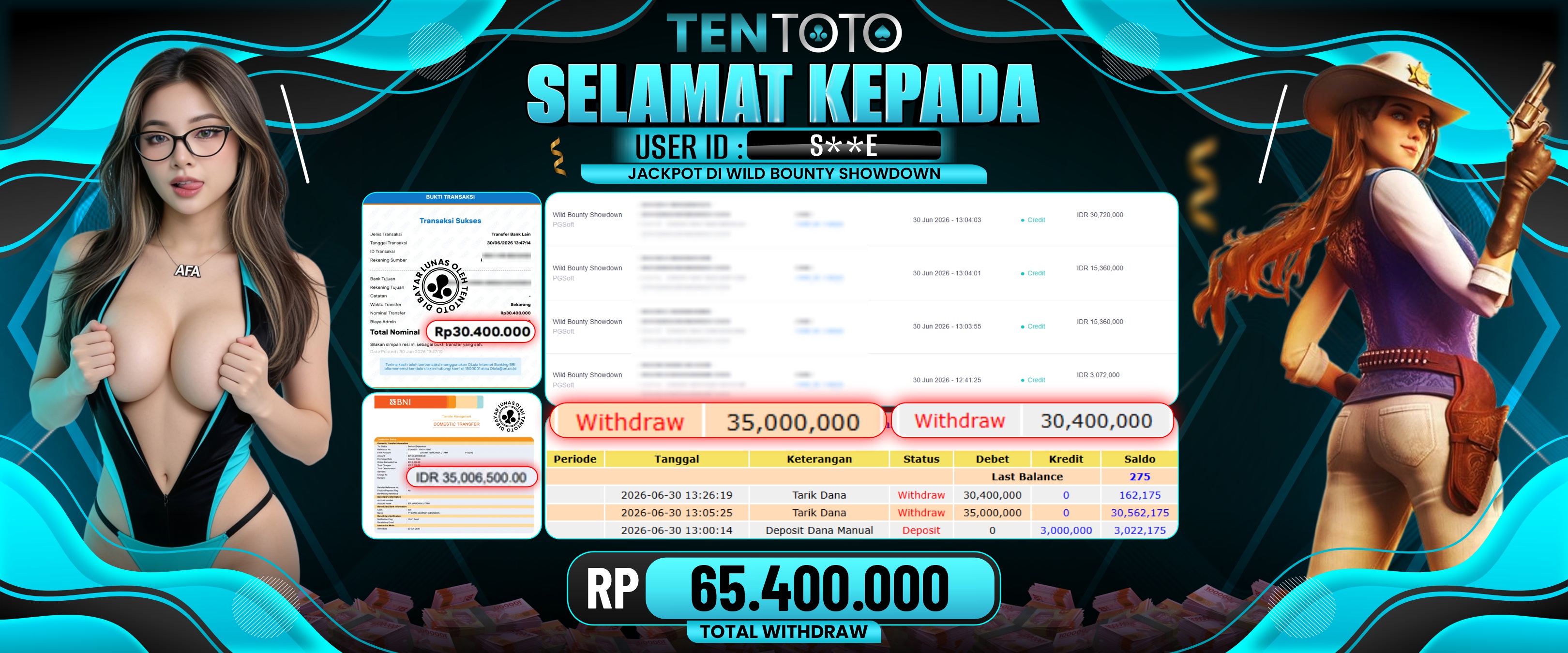 TENTOTO Wild Bounty Showdown  Rp. 65.400.000,- LUNAS