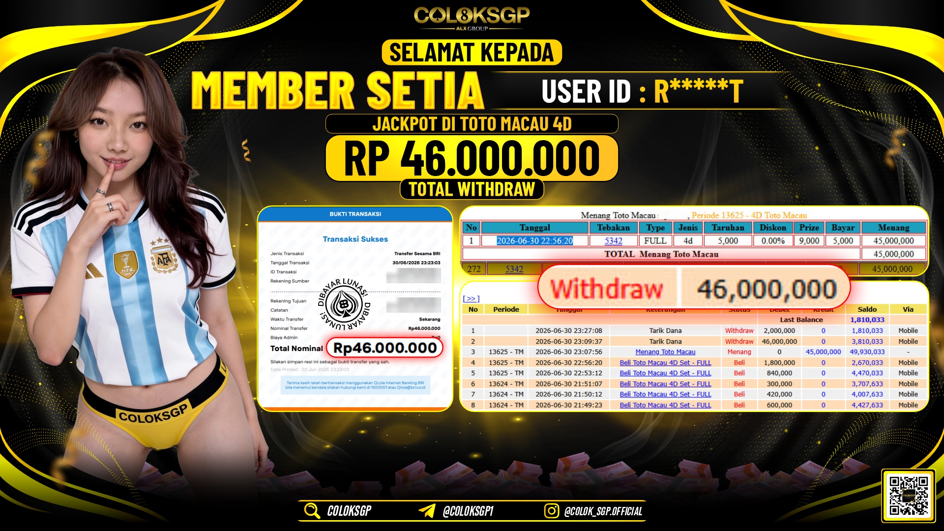 COLOKSGP JACKPOT POLLS - TOTO MACAU 4D RP46.000.000,- LUNAS
