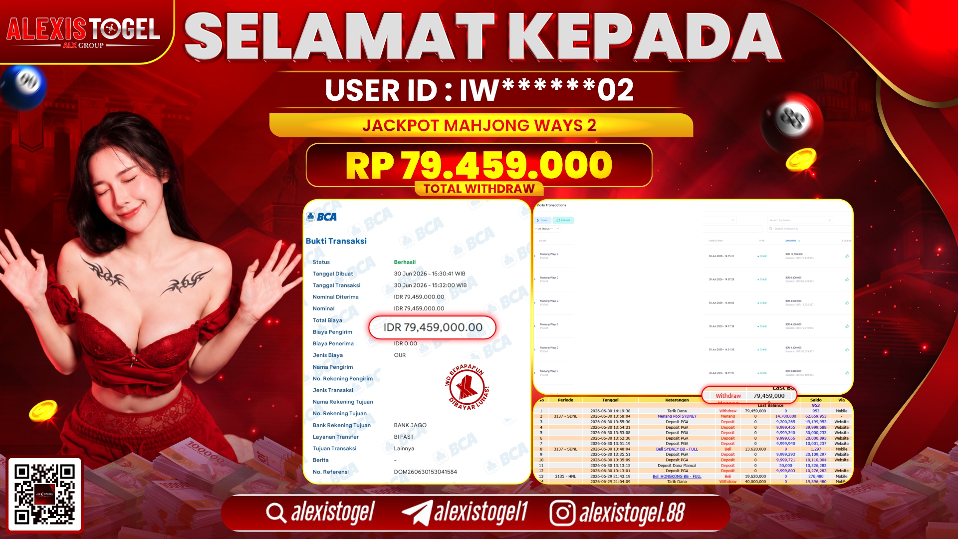 ALEXISTOGEL JACKPOT DI MAHJONG WAYS 2 RP.79.459.000,- LUNAS