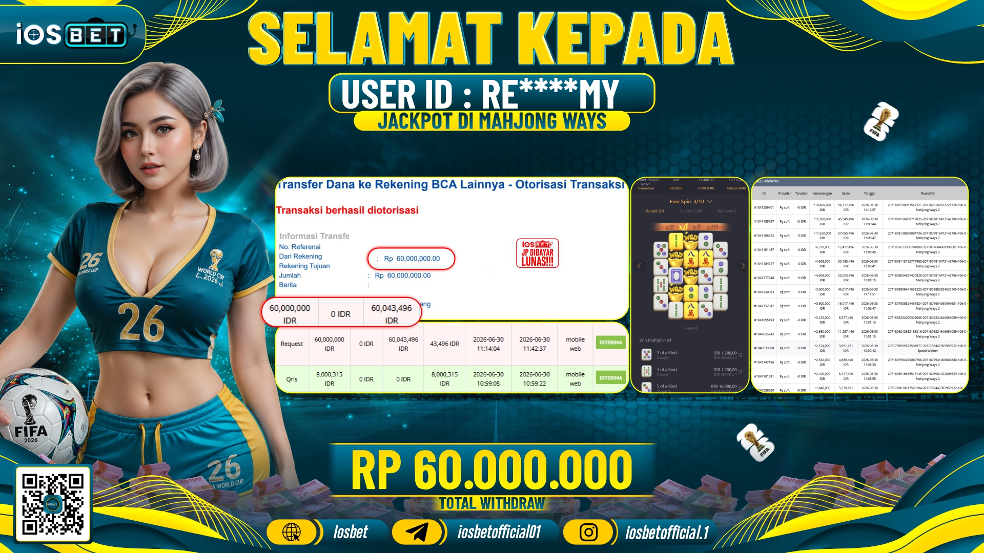 Bukti Pembayaran LUNAS SLOT GAME GACOR Rp.60.000.000,-