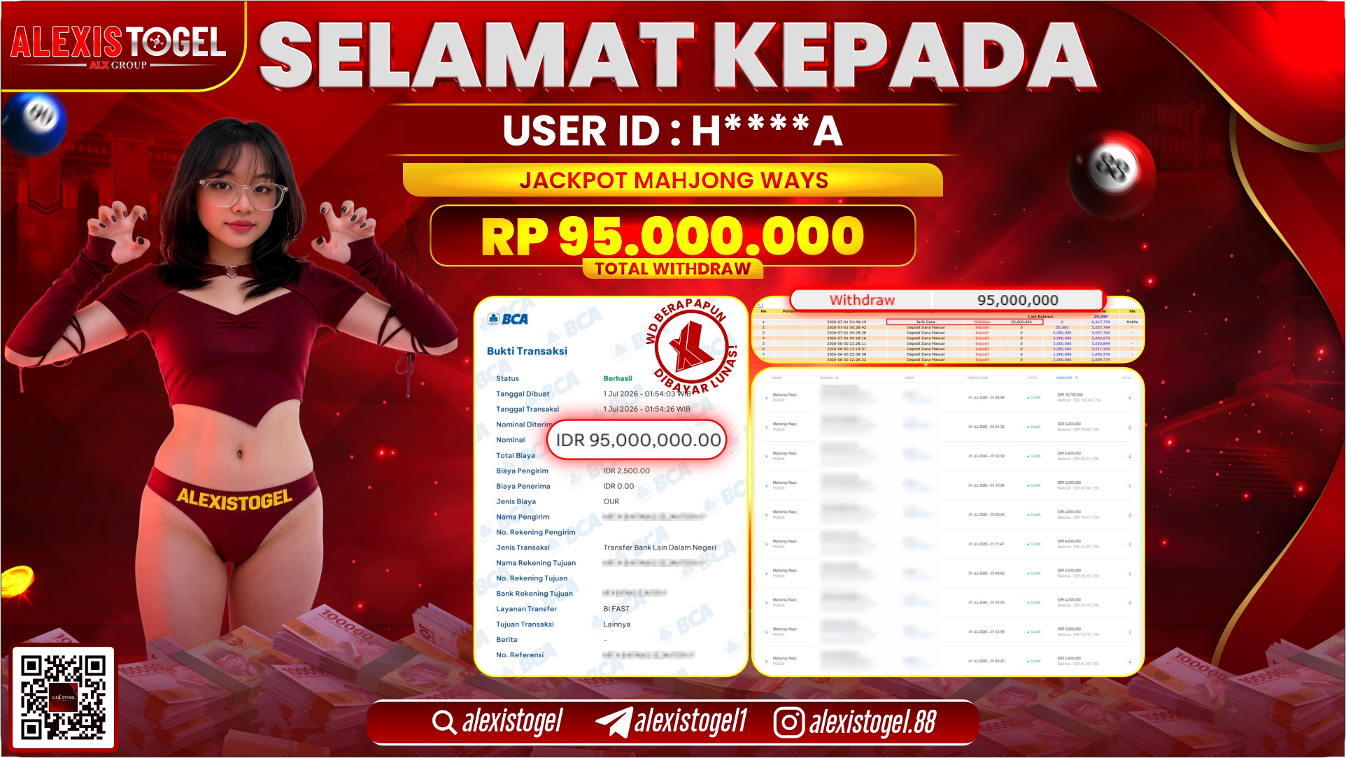 ALEXISTOGEL JACKPOT DI MAHJONG WAYS RP.95.000.000,- LUNAS
