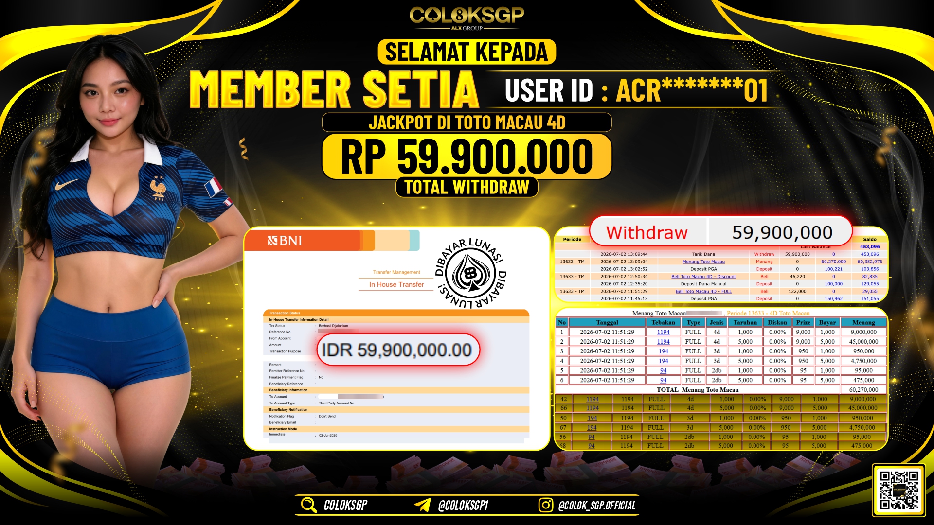 COLOKSGP JACKPOT POLLS - TOTO MACAU 4D RP59.900.000,- LUNAS