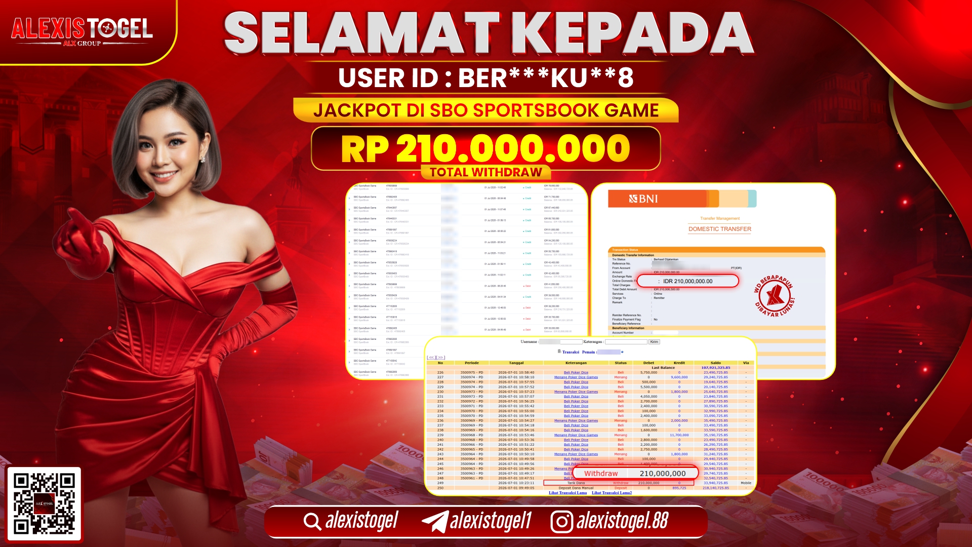 ALEXISTOGEL JACKPOT DI SBO SPORTSBOOK GAME RP.210.000.000,- LUNAS