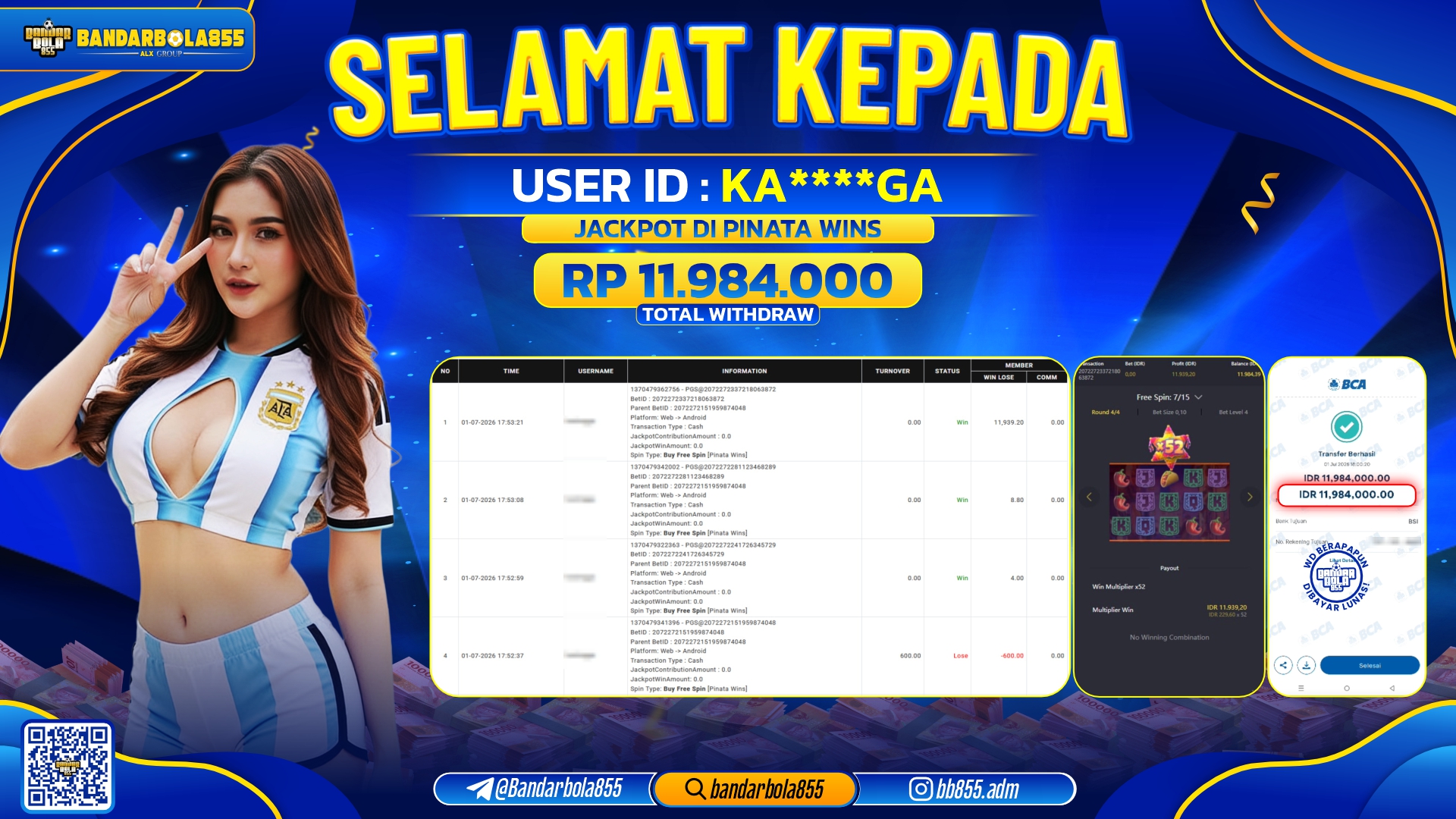 JACKPOT BANDARBOLA855 DI PINATA WINS Rp11.984.000, - LUNAS🎖