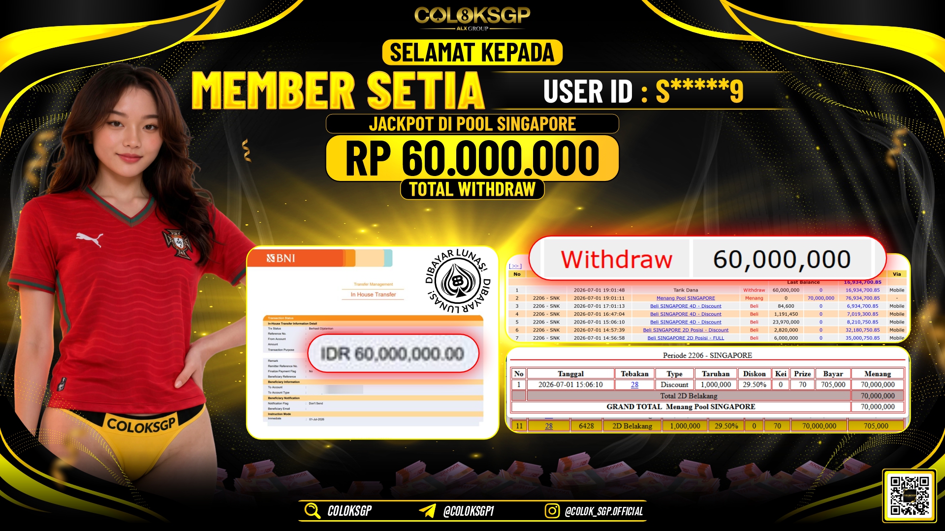 COLOKSGP JACKPOT POLLS - SINGAPORE RP60.000.000,- LUNAS