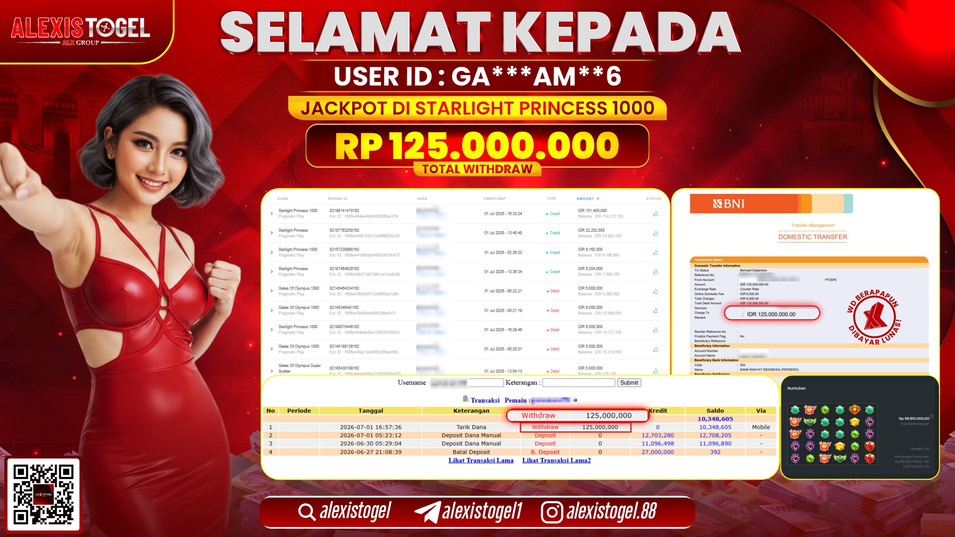 ALEXISTOGEL JACKPOT DI STARLIGHT PRINCESS 1000 RP.125.000.000,- LUNAS