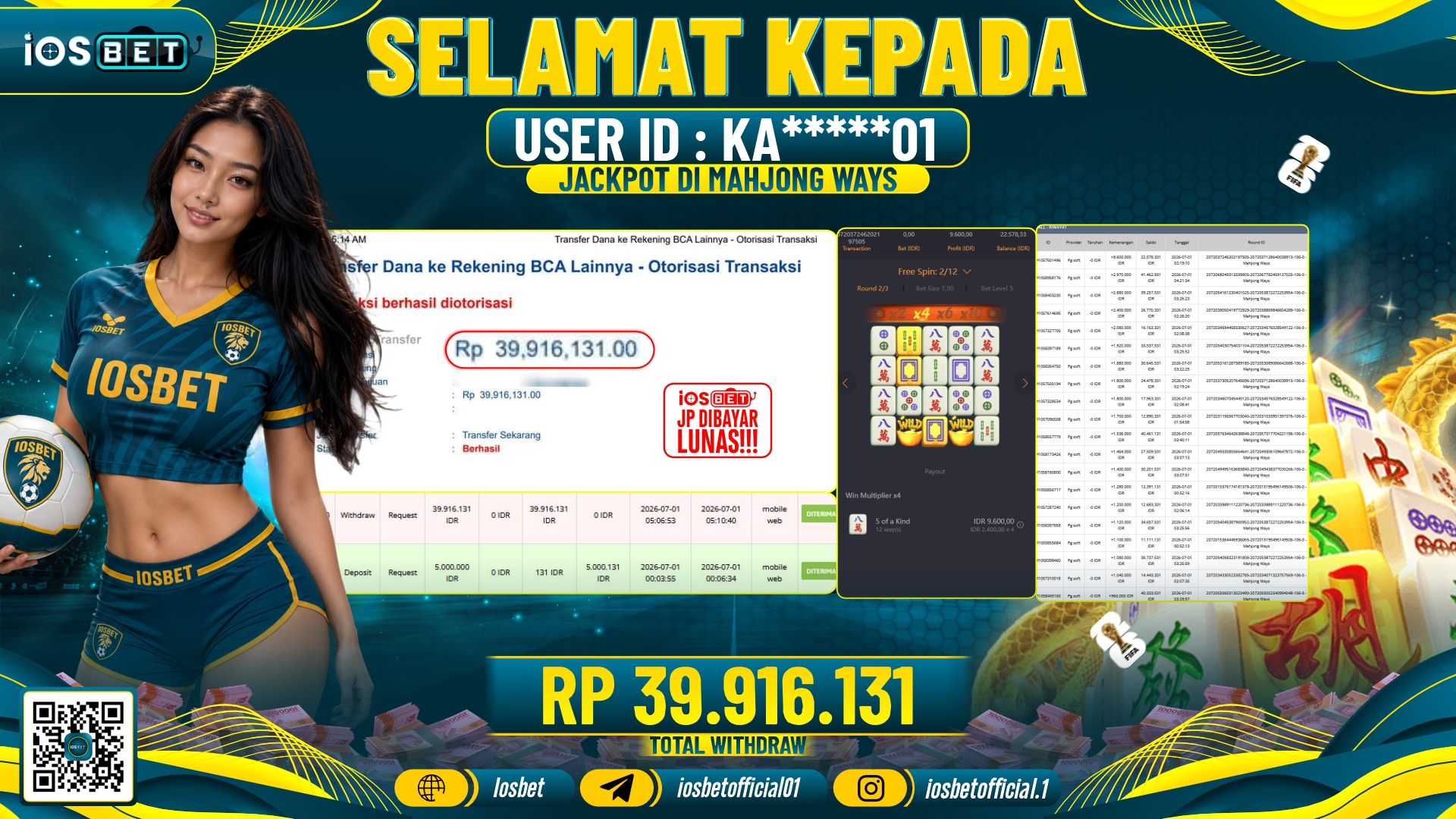 Bukti Pembayaran LUNAS SLOT GAME GACOR Rp.39.916.131,-