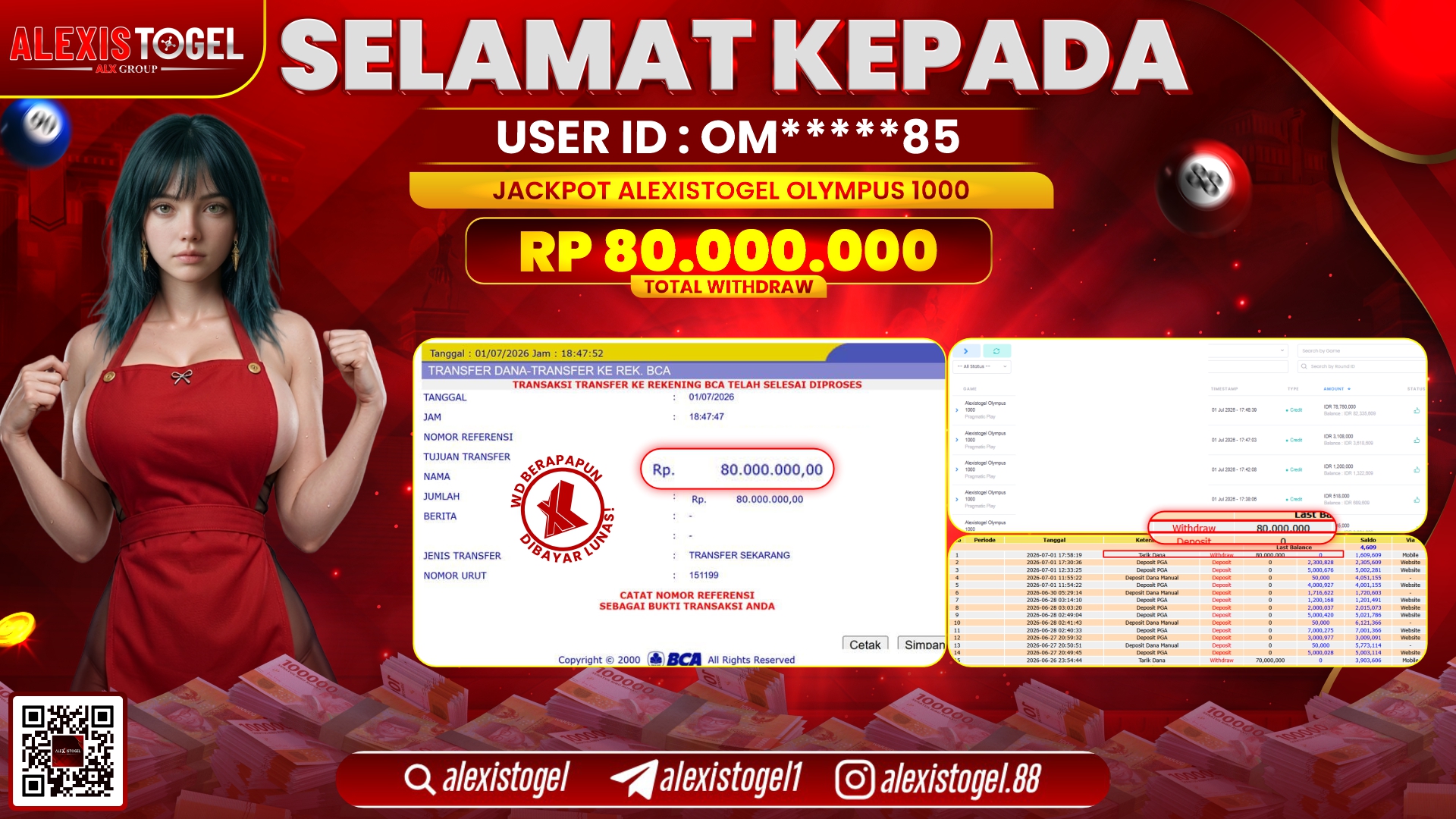 ALEXISTOGEL JACKPOT DI ALEXISTOGEL OLYMPUS 1000 RP.80.000.000,- LUNAS