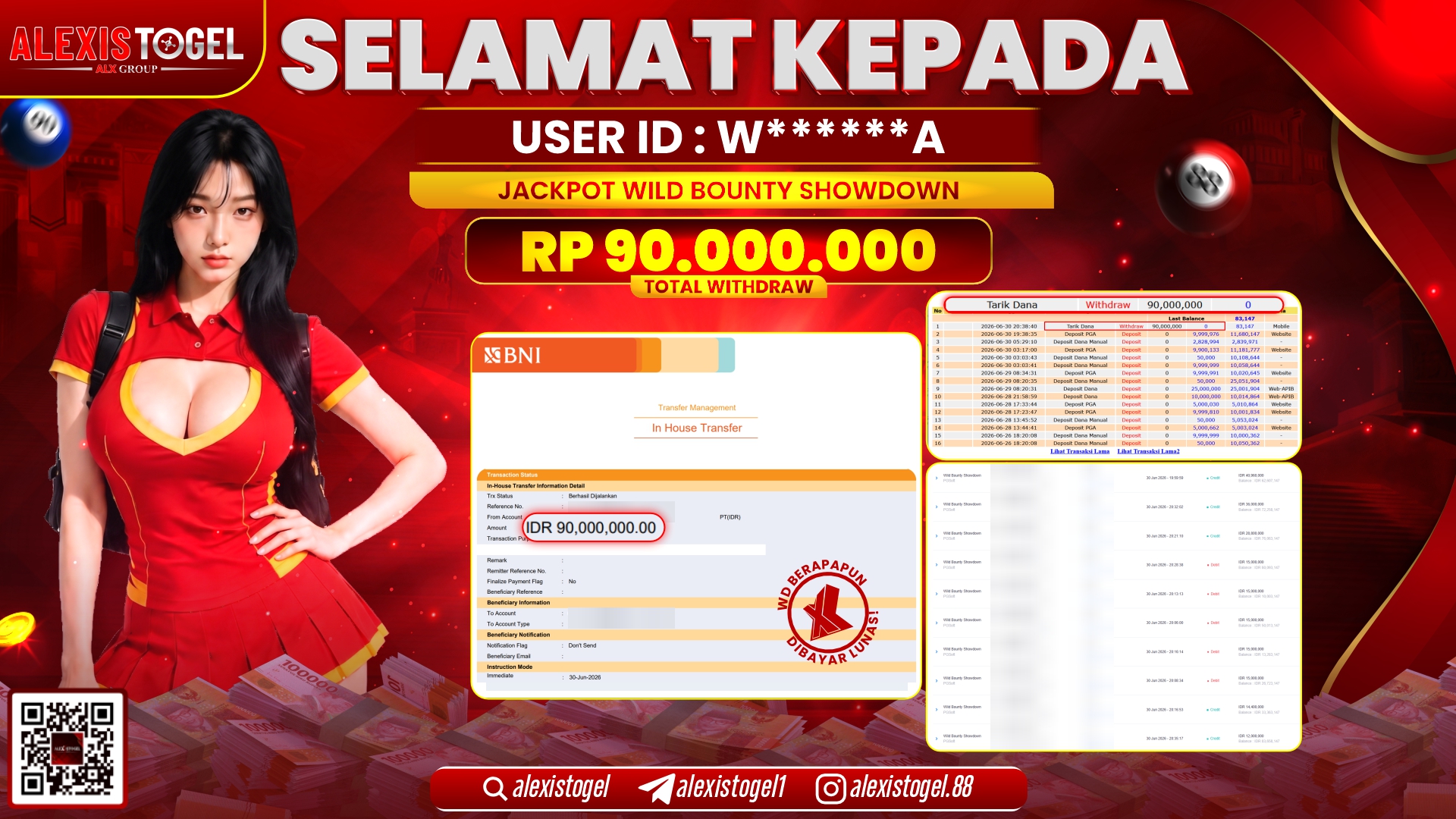 ALEXISTOGEL JACKPOT DI WILD BOUNTY SHOWDOWN RP.90.000.000,- LUNAS