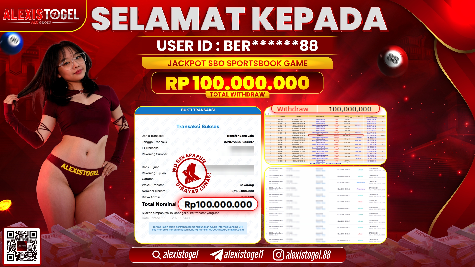 ALEXISTOGEL JACKPOT DI SBO SPORTSBOOK GAME RP.100.000.000,- LUNAS