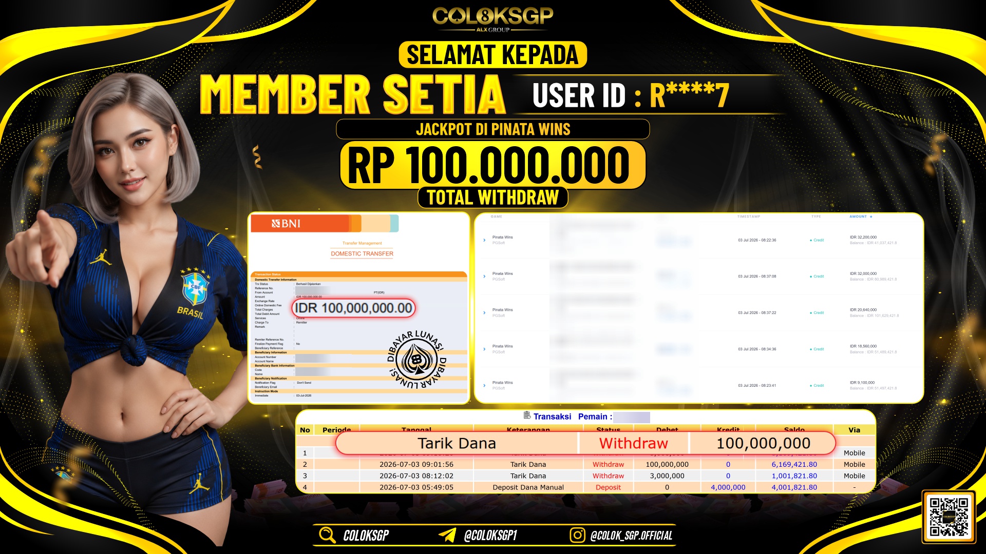 COLOKSGP JACKPOT PGSOFT - PINATA WINS RP100.000.000,- LUNAS