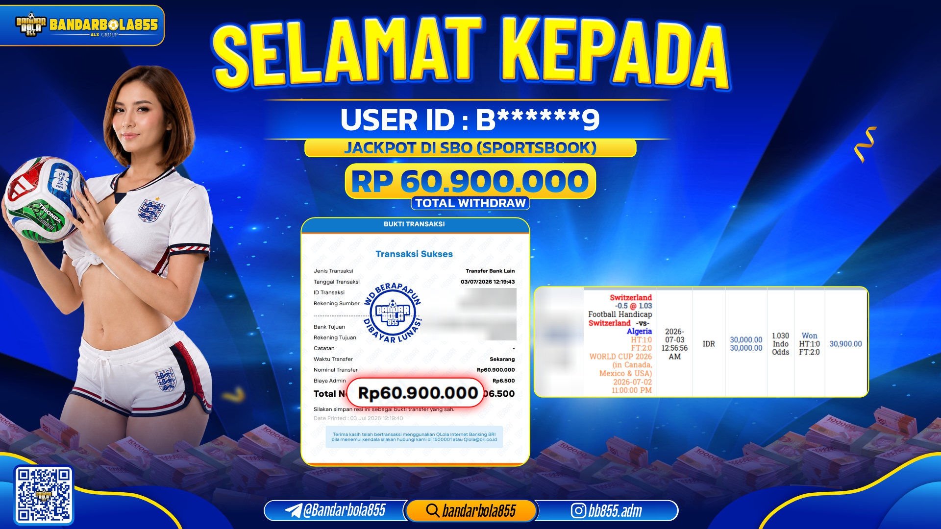 JACKPOT BANDARBOLA855 DI SBO SPORTSBOOK Rp60.900.000, - LUNAS🎖