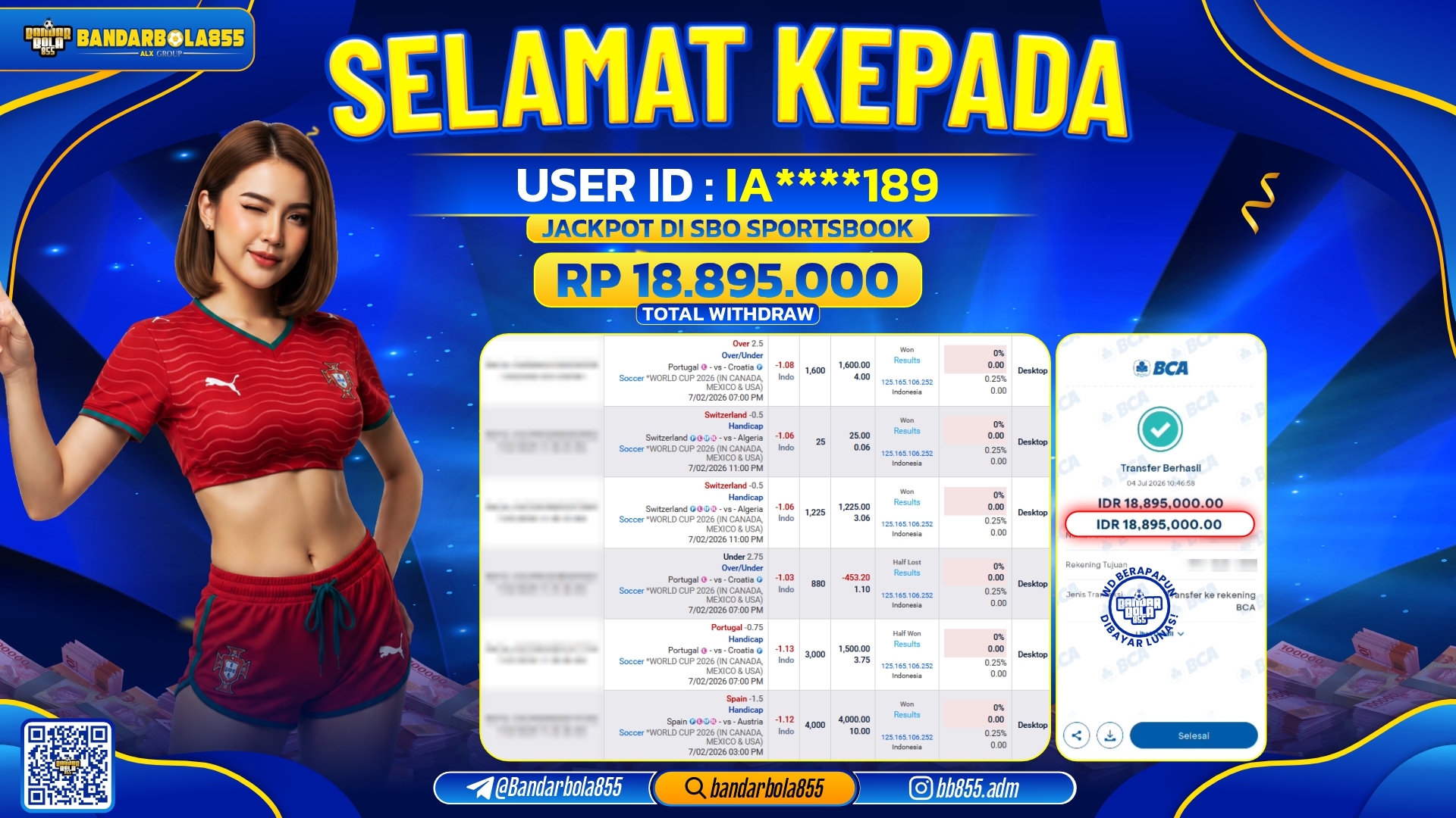 JACKPOT BANDARBOLA855 DI SBO SPORTSBOOK Rp18.895.000, - LUNAS🎖