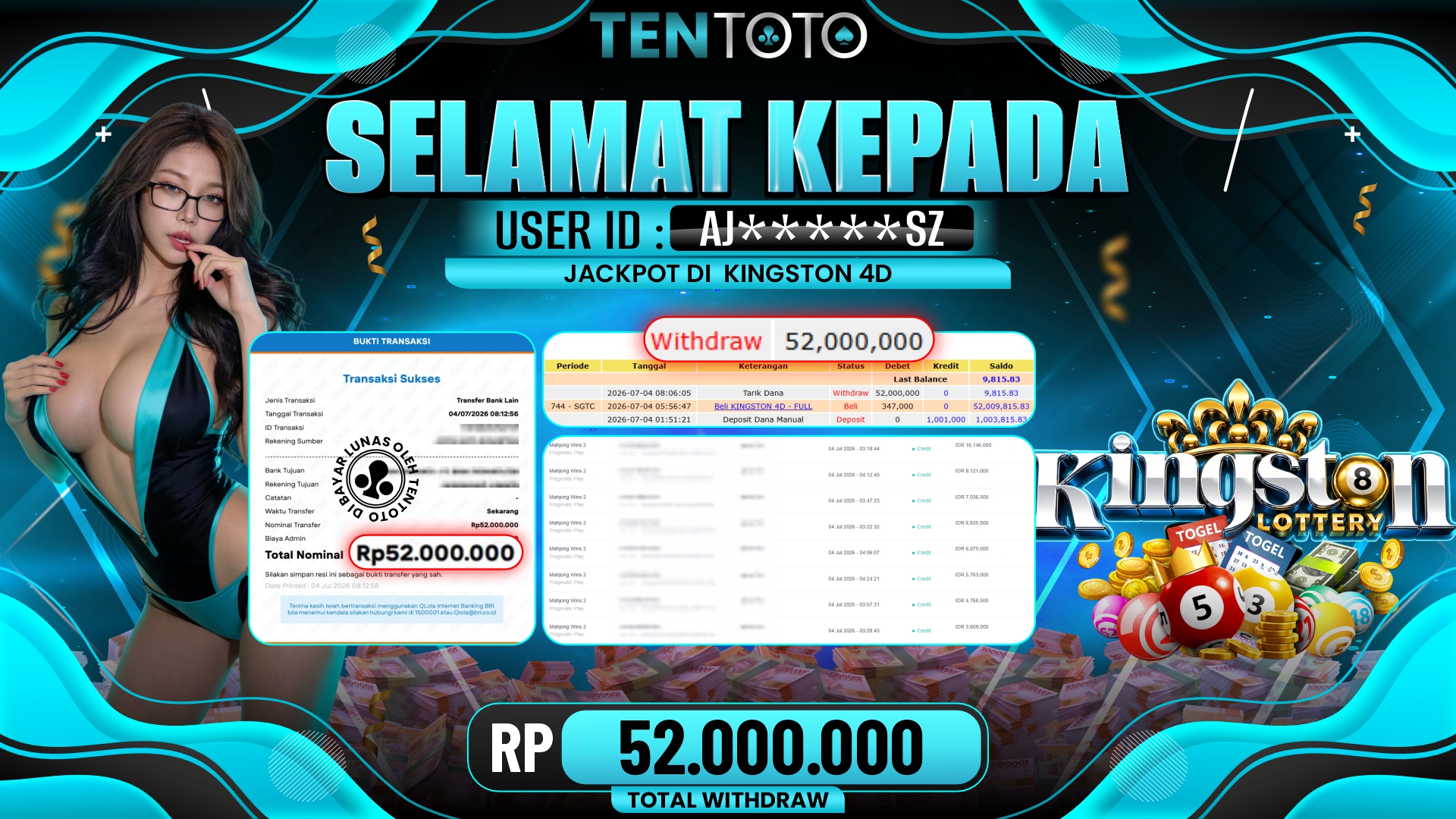 TENTOTO Kingston 4D Rp. 52.000.000,- LUNAS