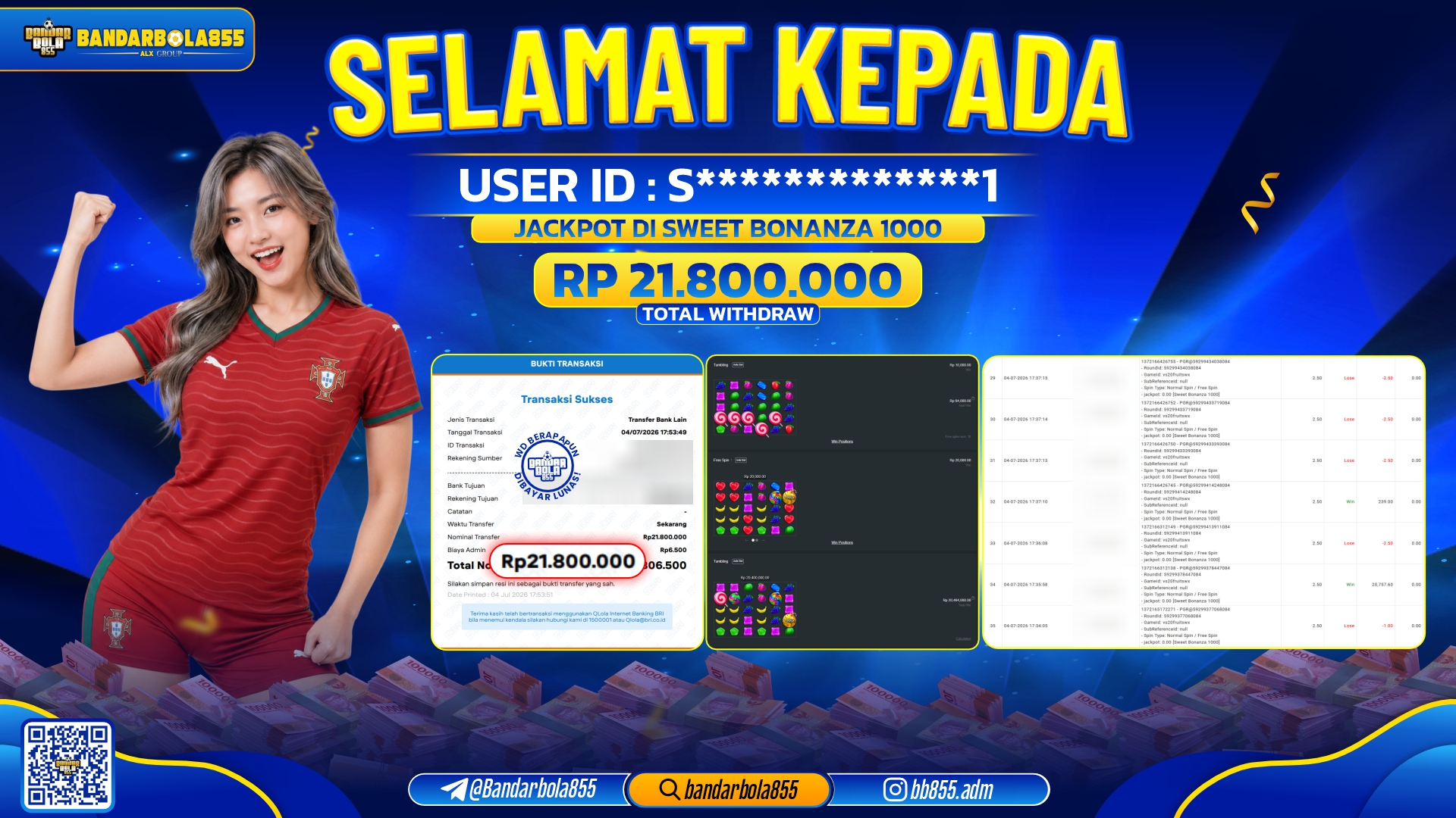 JACKPOT BANDARBOLA855 DI SWEET BONANZA 1000 Rp21.800.000, - LUNAS🎖