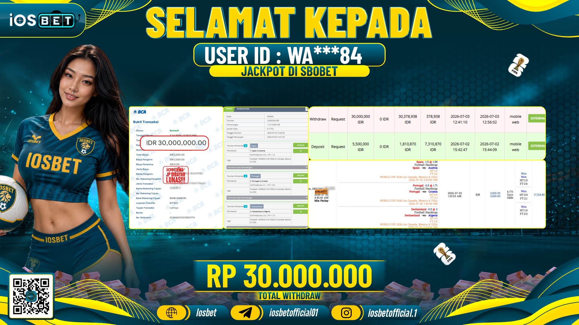 Bukti Pembayaran LUNAS SPORTS GAME GACOR Rp.30.000.000,-