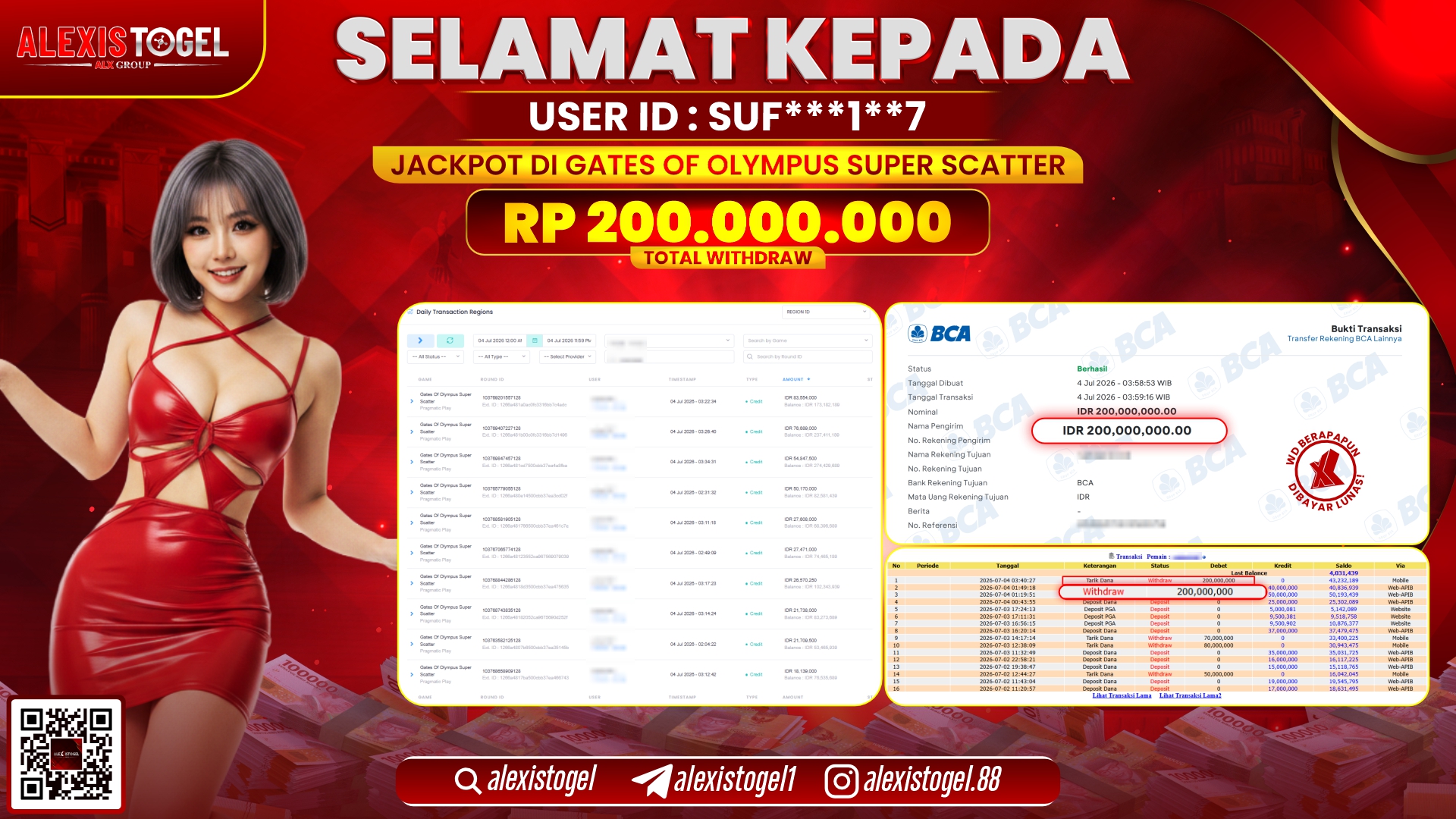 ALEXISTOGEL JACKPOT DI GATES OF OLYMPUS SUPER SCATTER RP.200.000.000,- LUNAS