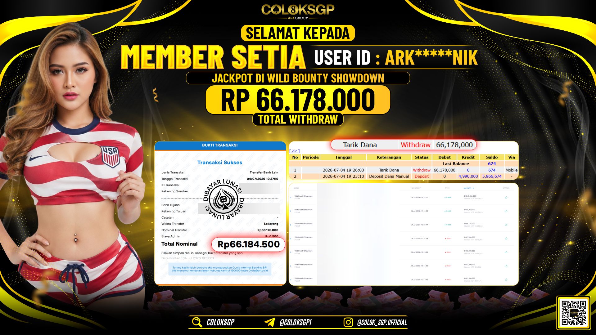 COLOKSGP JACKPOT PGSOFT - WILD BOUNTY SHOWDOWN RP66.178.000,- LUNAS