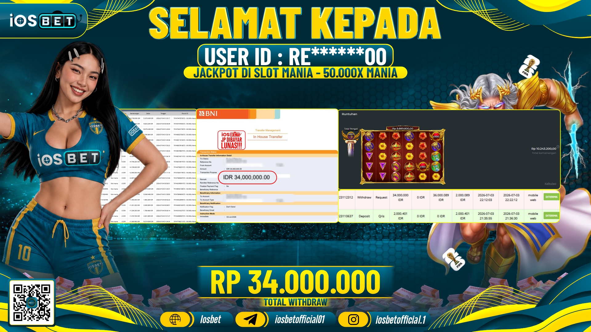 Bukti Pembayaran LUNAS SLOT GAME GACOR Rp.34.000.000,-