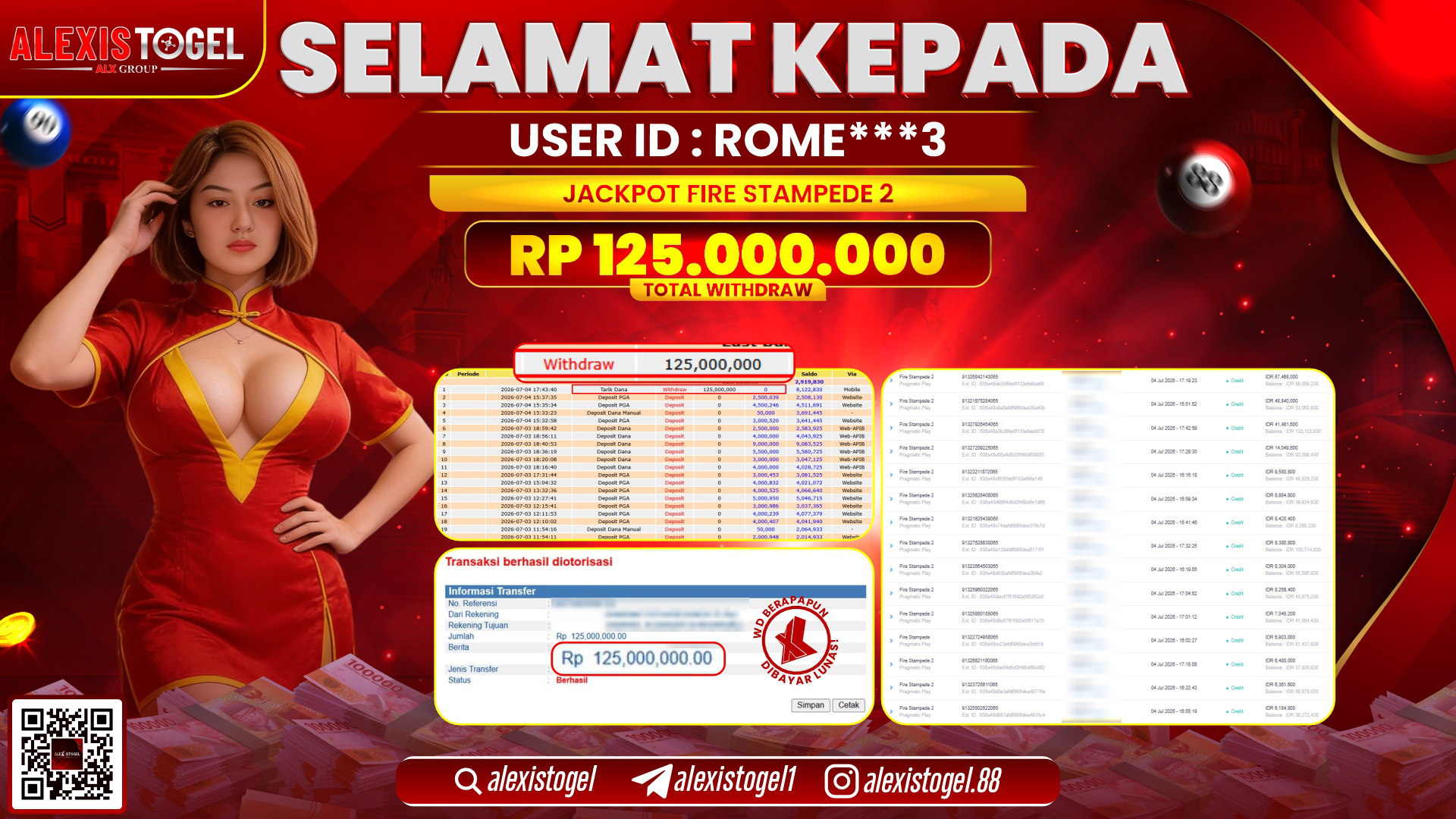 ALEXISTOGEL JACKPOT DI FIRE STAMPEDE 2 RP.125.000.000,- LUNAS