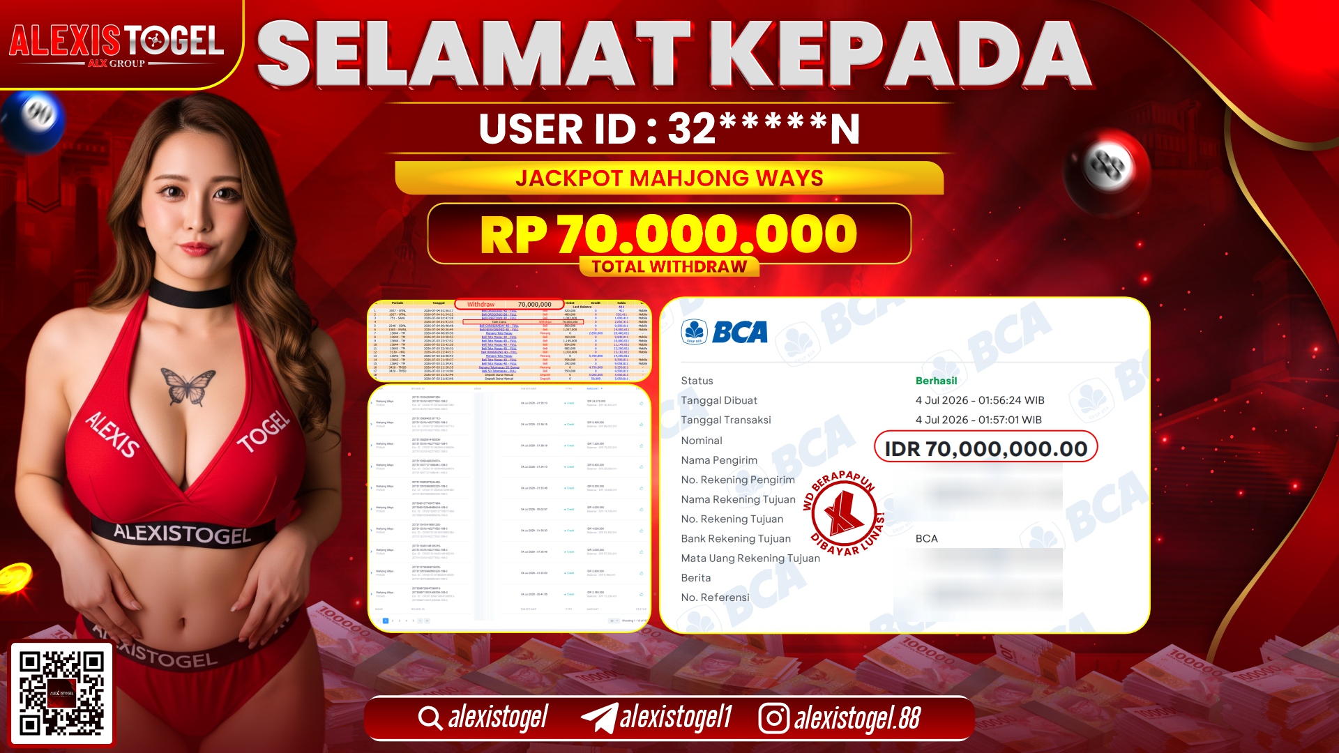 ALEXISTOGEL JACKPOT DI MAHJONG WAYS RP.70.000.000,- LUNAS