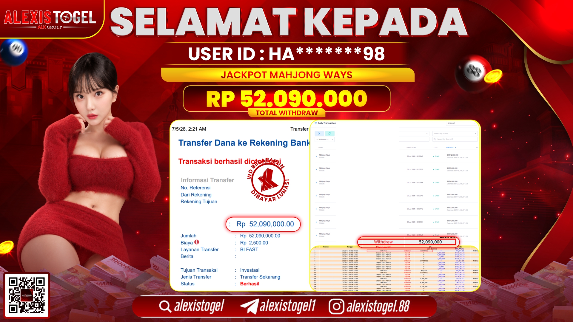 ALEXISTOGEL JACKPOT DI MAHJONG WAYS RP.52.090.000,- LUNAS