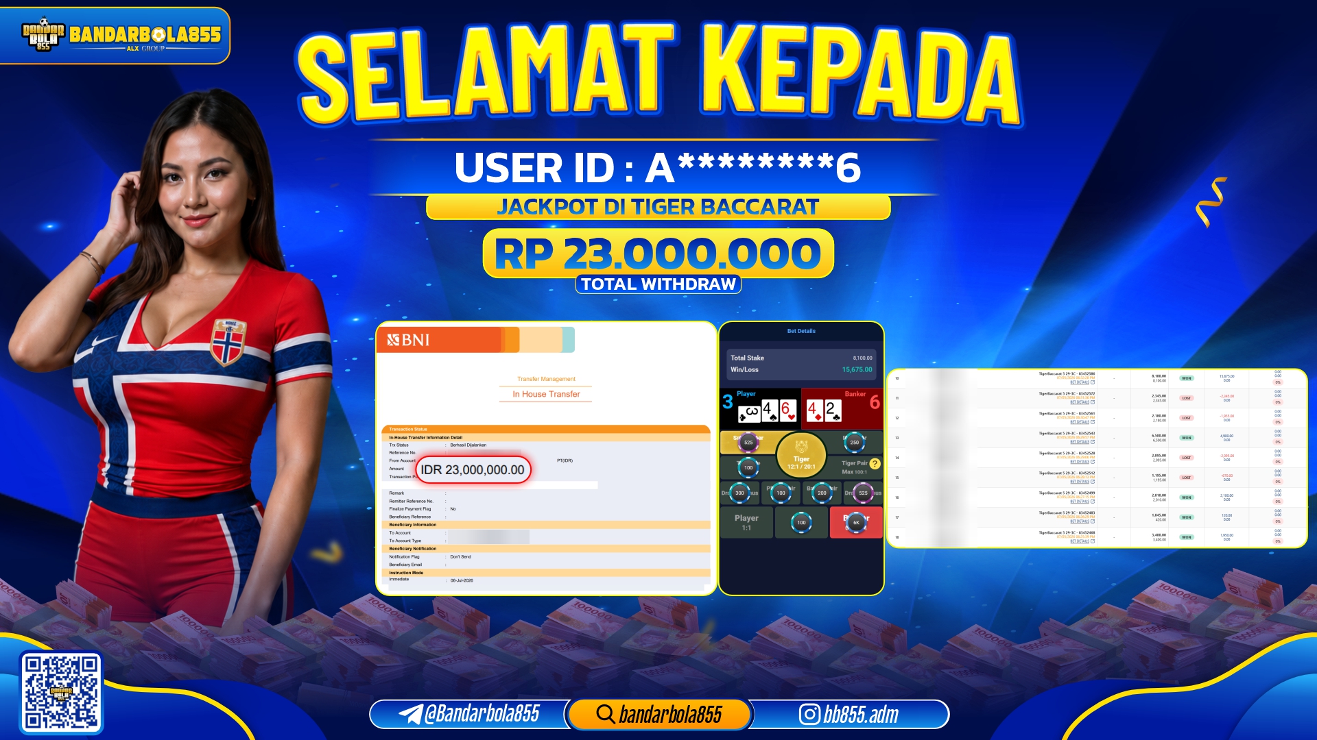 JACKPOT BANDARBOLA855 DI TIGER BACCARAT Rp23.000.000, - LUNAS🎖