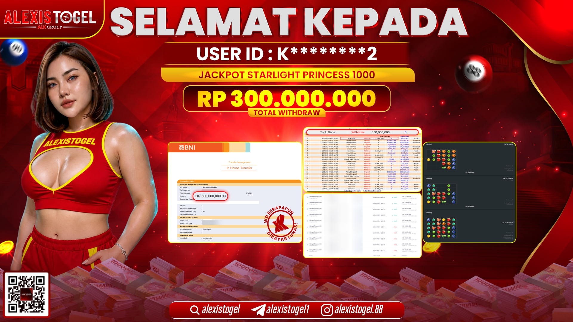 ALEXISTOGEL JACKPOT DI STARLIGHT PRINCESS 1000 RP.300.000.000,- LUNAS