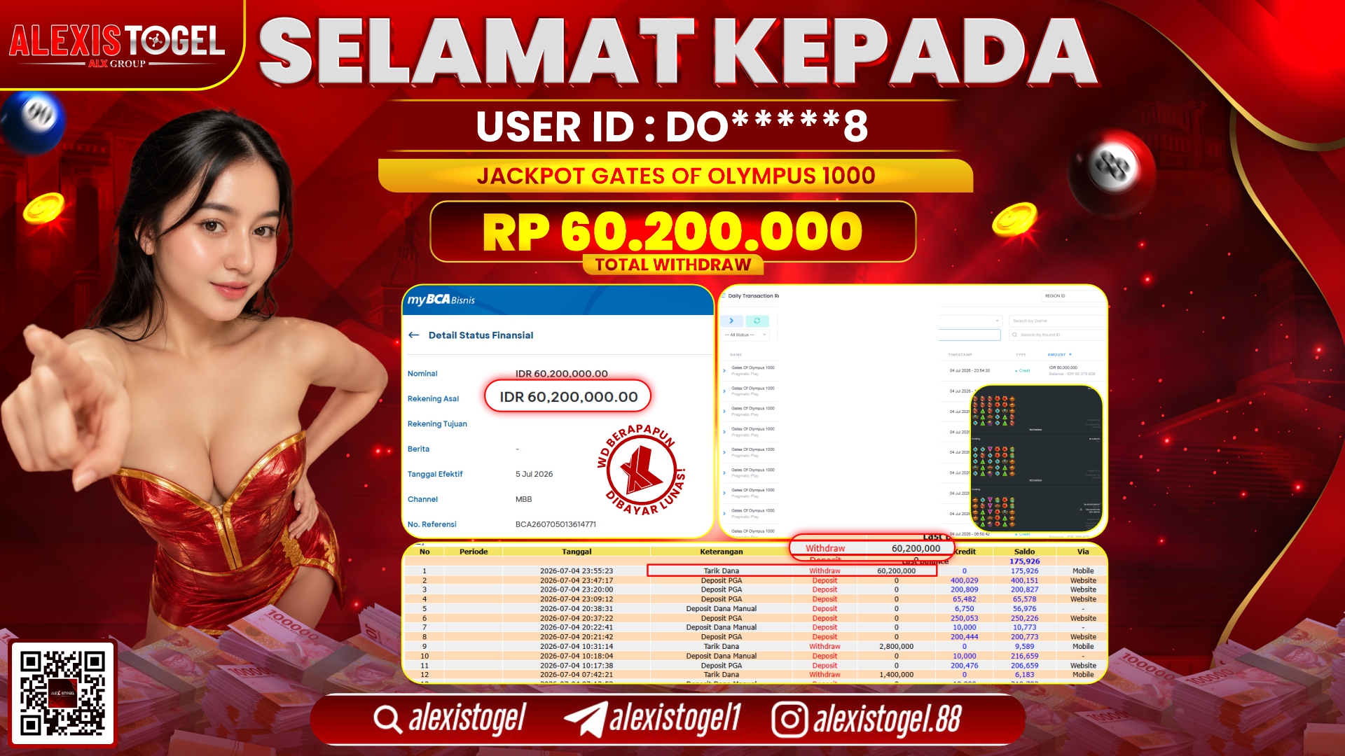 ALEXISTOGEL JACKPOT DI GATES OF OLYMPUS 1000 RP.60.200.000,- LUNAS