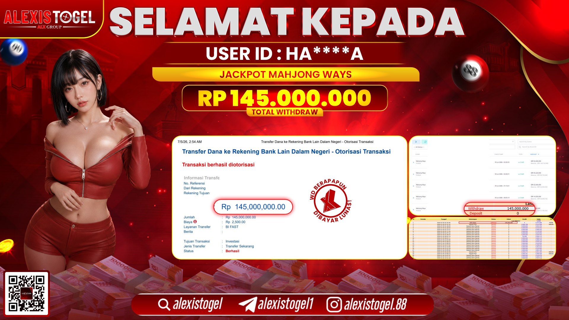 ALEXISTOGEL JACKPOT DI MAHJONG WAYS RP.145.000.000,- LUNAS