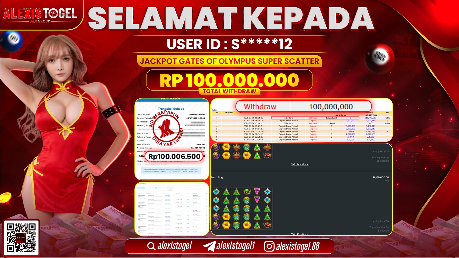 ALEXISTOGEL JACKPOT DI GATES OF OLYMPUS SUPER SCATTER RP.100.000.000,- LUNAS