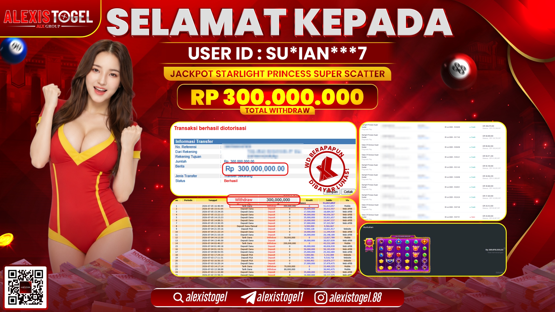 ALEXISTOGEL JACKPOT DI GATES OF OLYMPUS SUPER SCATTER RP.300.000.000,- LUNAS