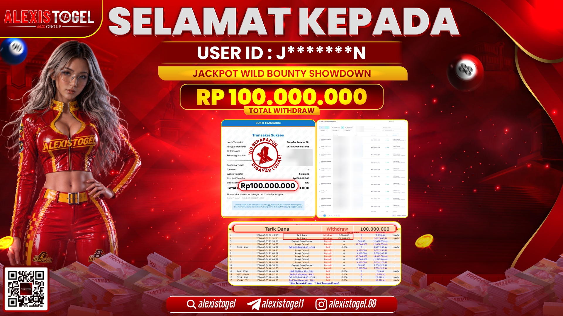 ALEXISTOGEL JACKPOT DI WILD BOUNTY SHOWDOWN RP.100.000.000,- LUNAS