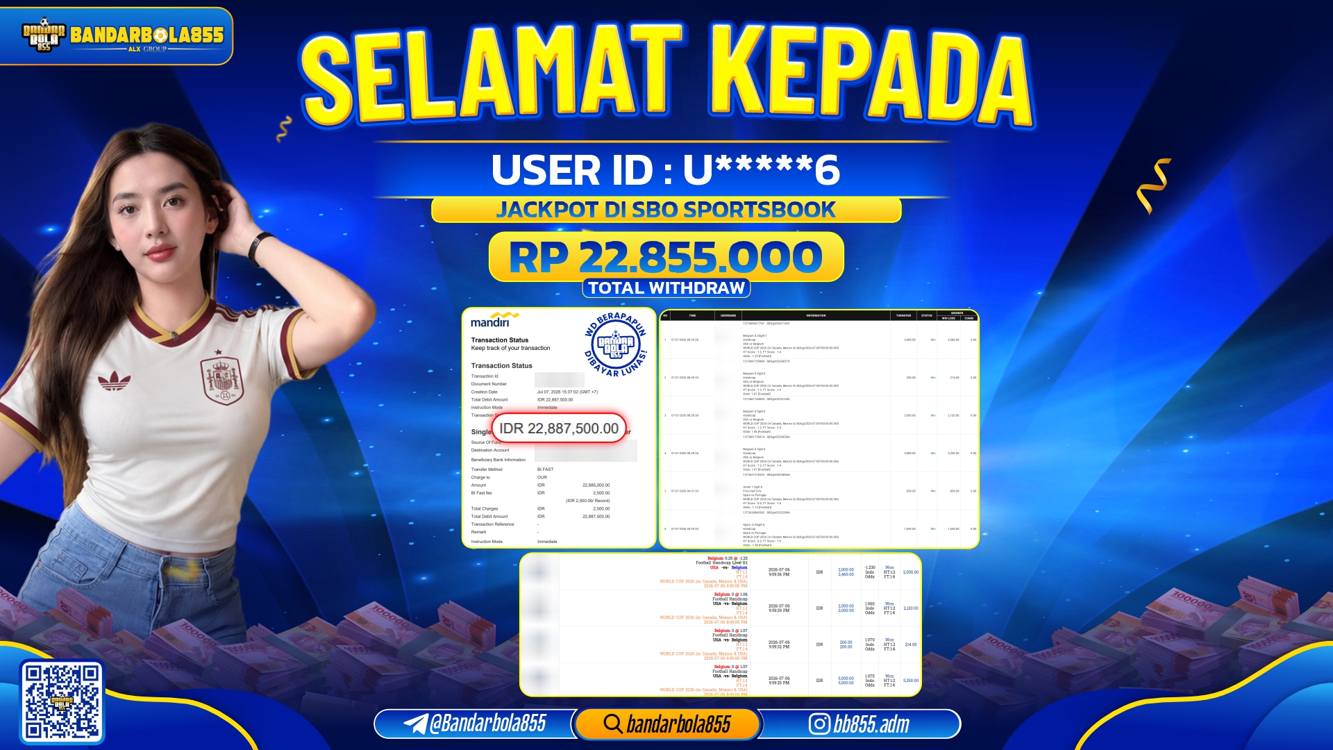 JACKPOT BANDARBOLA855 DI SBO SPORTSBOOK Rp22.855.000, - LUNAS🎖
