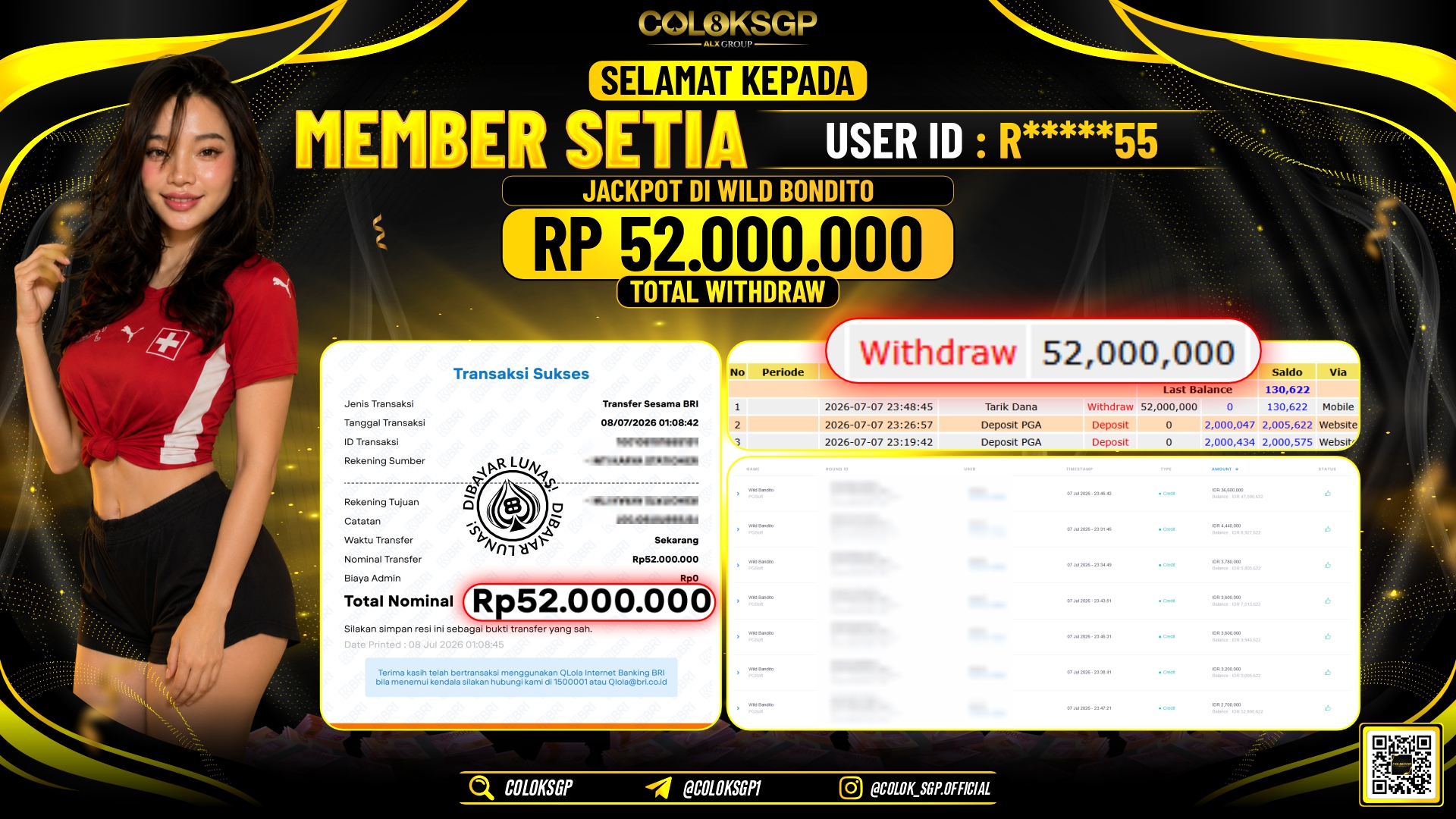 COLOKSGP JACKPOT PGSOFT - WILD BONDITO RP52.000.000,- LUNAS