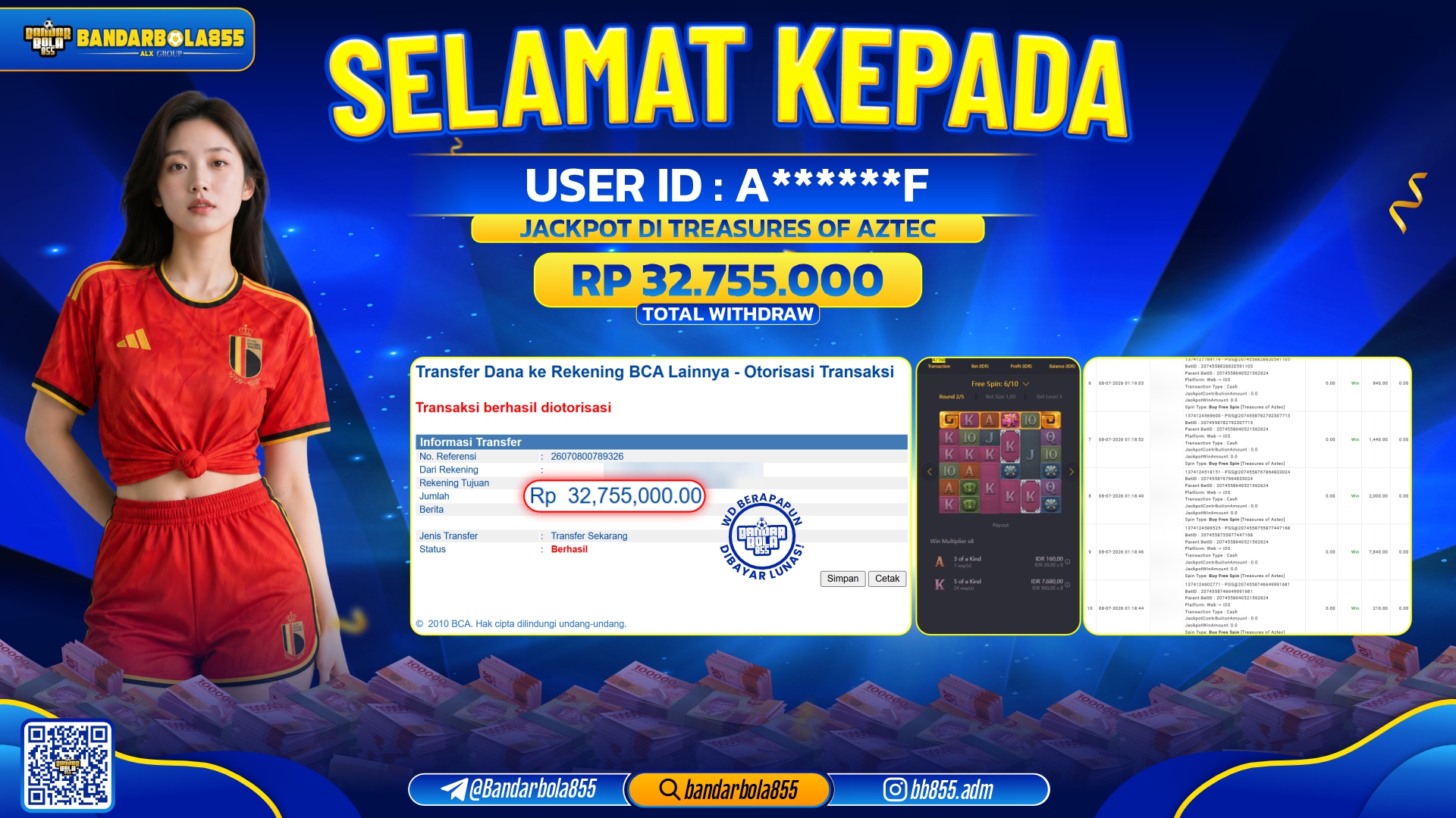JACKPOT BANDARBOLA855 DI TREASURES OF AZTEC Rp32.755.000, - LUNAS🎖