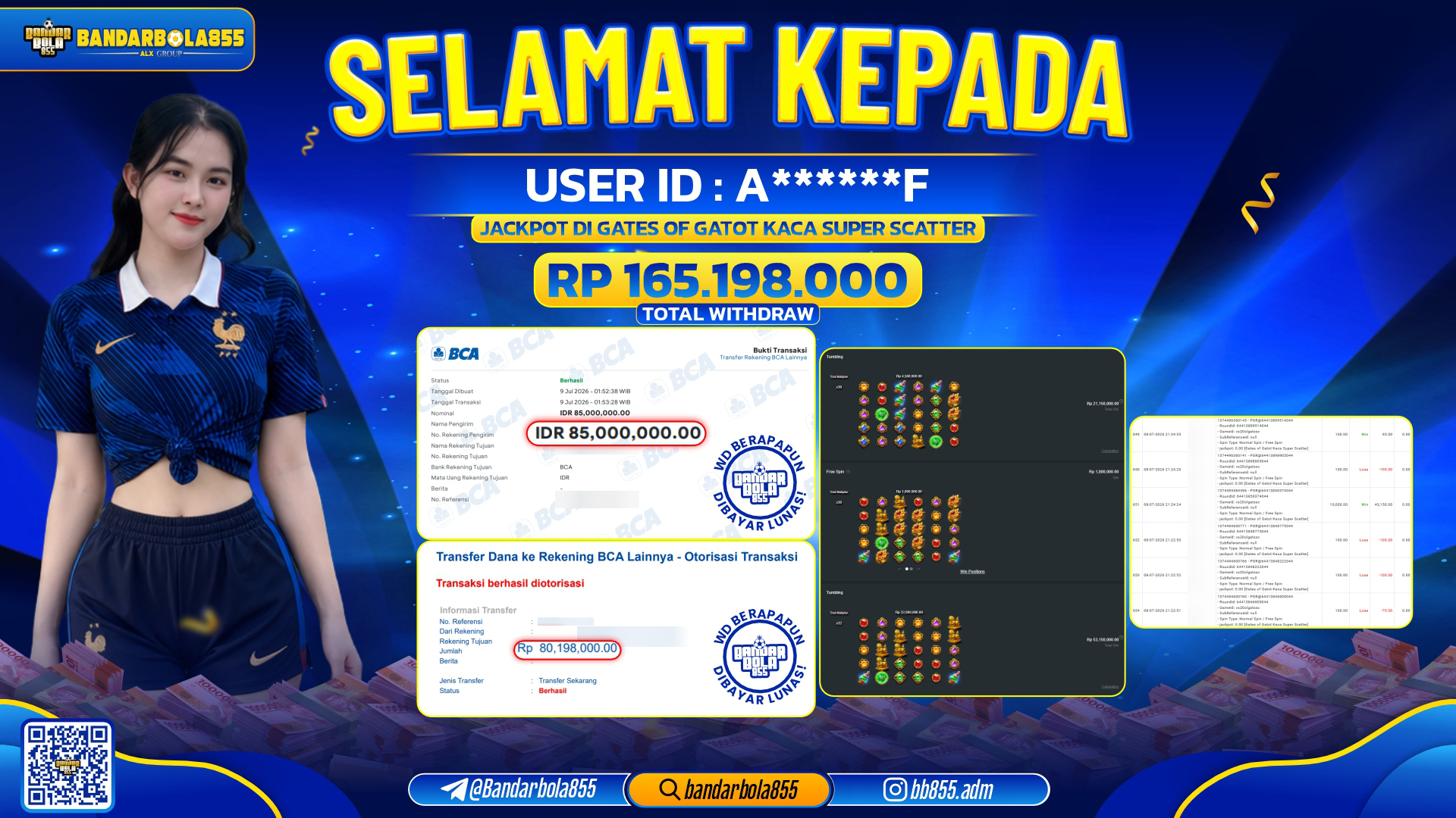 JACKPOT BANDARBOLA855 DI GATES OF GATOT KACA SUPER SCATTER Rp165.198.000, - LUNAS🎖