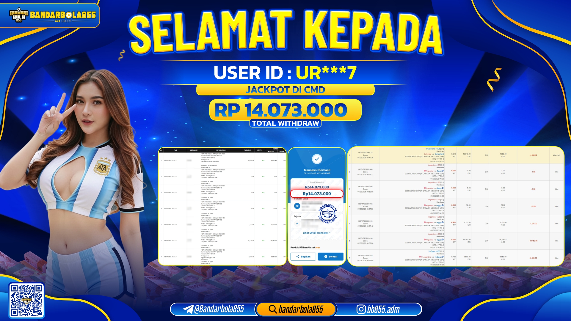 JACKPOT BANDARBOLA855 DI CMD Rp14.073.000, - LUNAS🎖