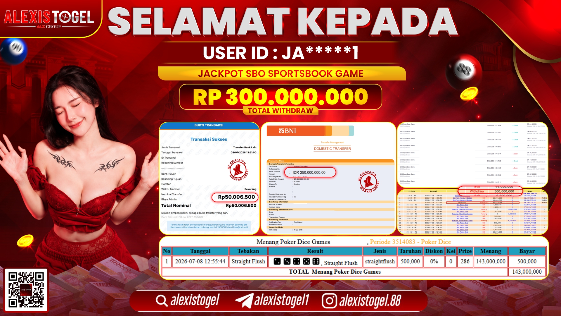 ALEXISTOGEL JACKPOT DI SBO SPORTSBOOK GAME RP.300.000.000,- LUNAS