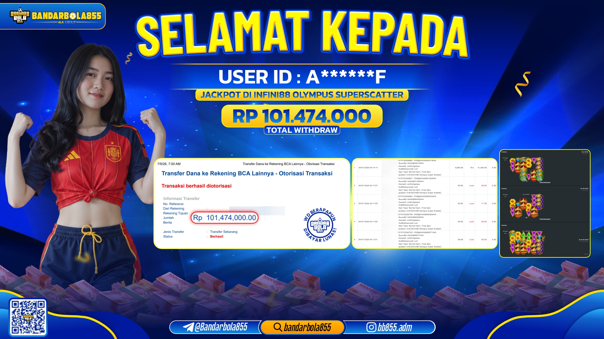 JACKPOT BANDARBOLA855 DI INFINI88 OLYMPUS SUPERSCATTER Rp101.474.000, - LUNAS🎖