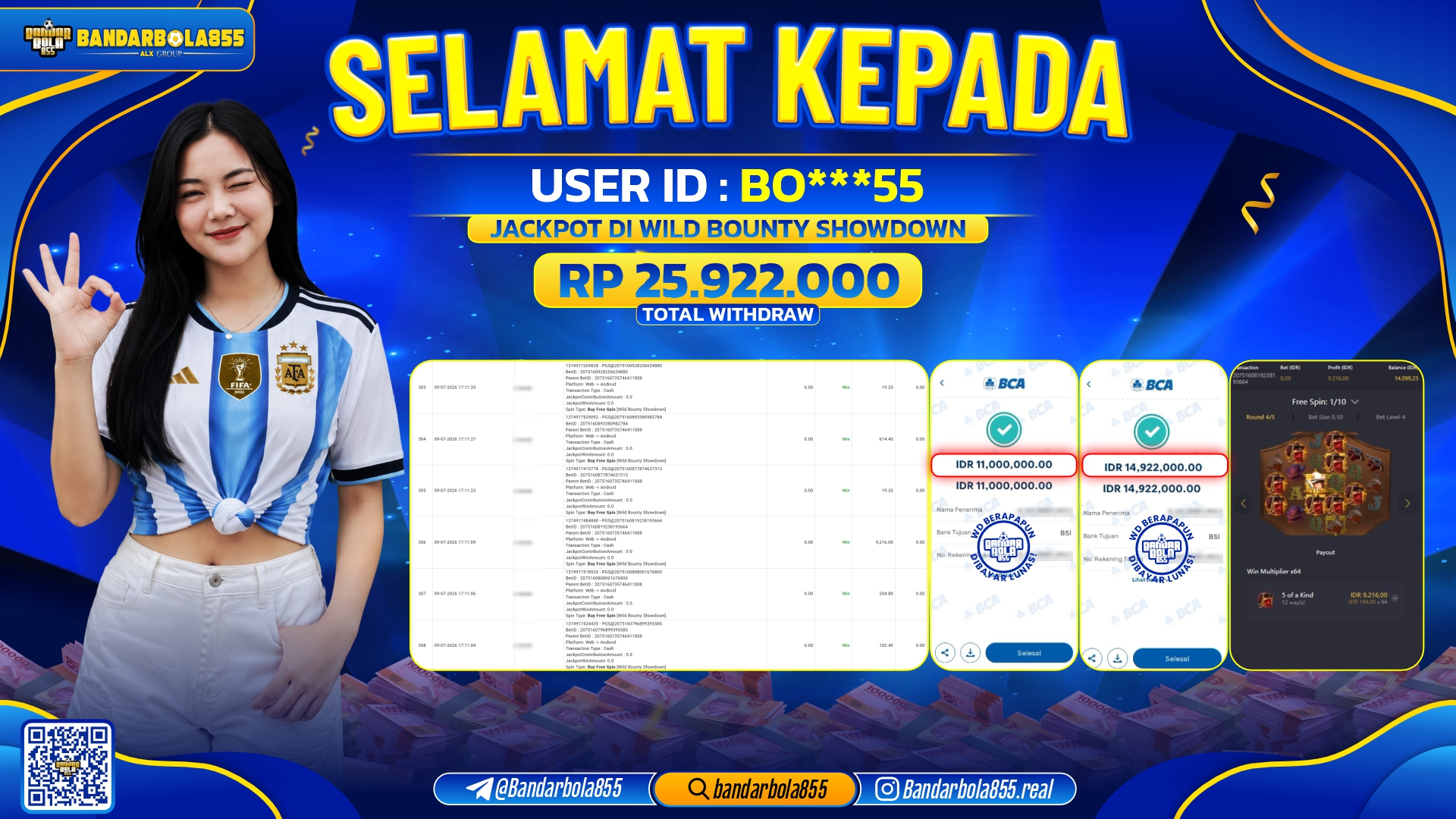 JACKPOT BANDARBOLA855 DI WILD BOUNTY SHOWDOWN Rp25.922.000, - LUNAS🎖
