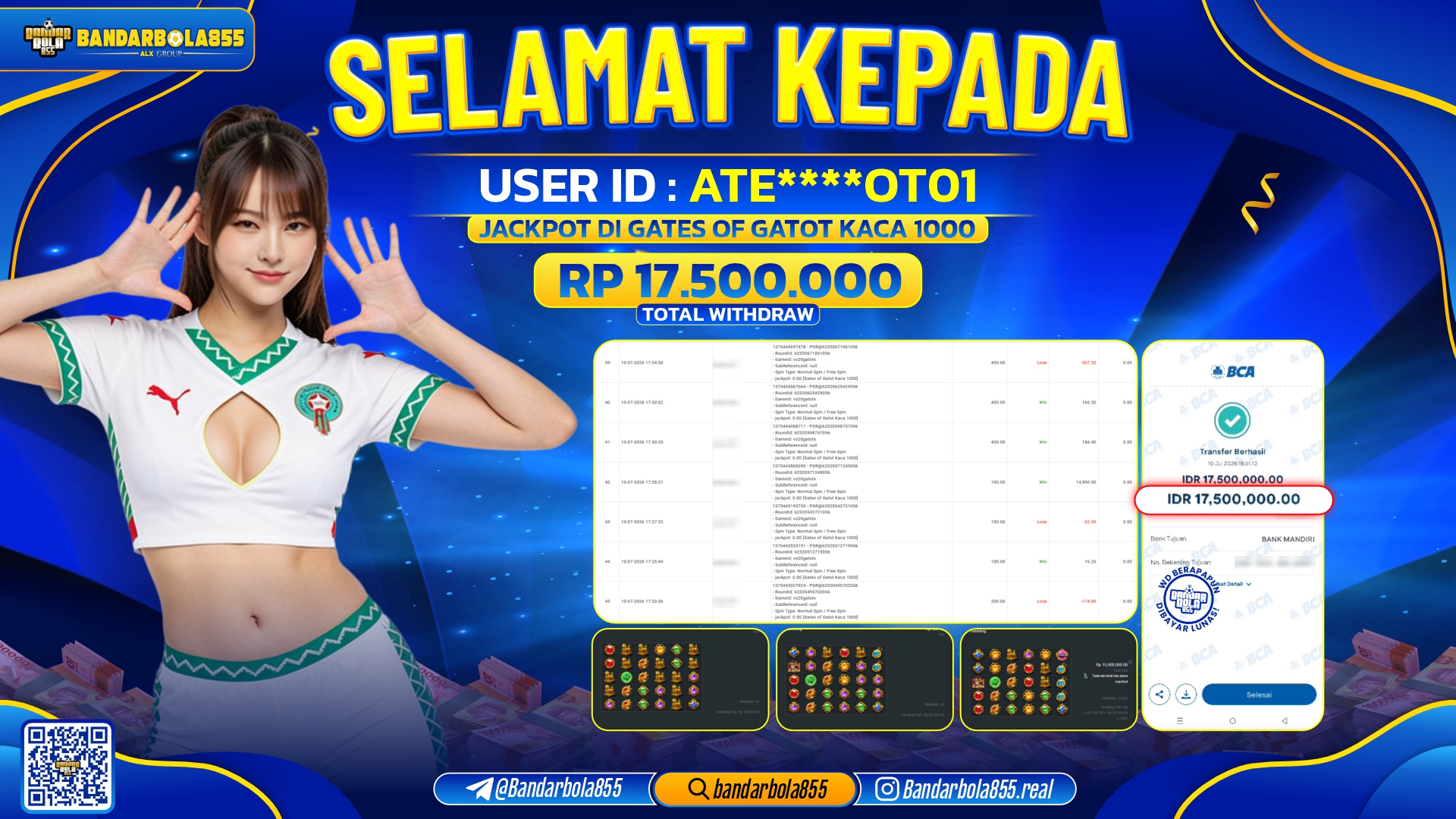JACKPOT BANDARBOLA855 DI GATES OF GATOT KACA 1000 Rp17.500.000, - LUNAS🎖