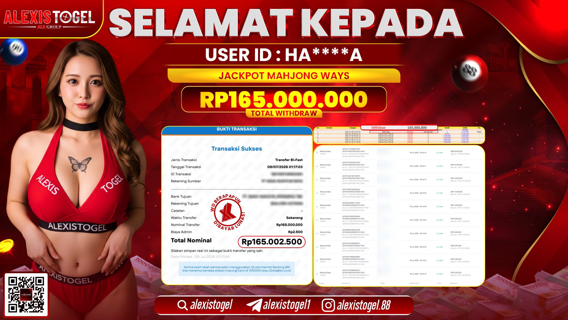 ALEXISTOGEL JACKPOT DI MAHJONG WAYS RP.165.000.000,- LUNAS